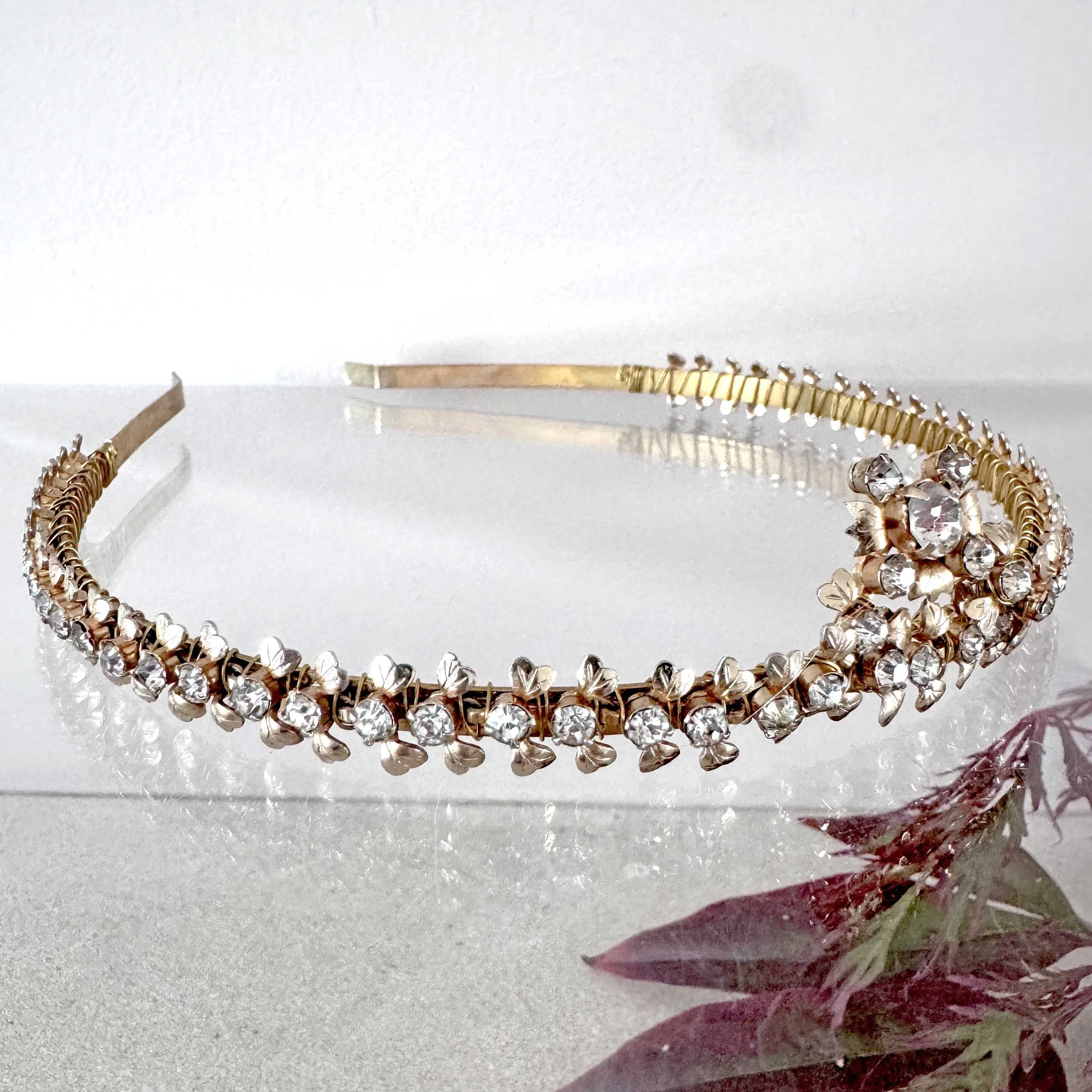 gold bridal crown, vintage hair accessories