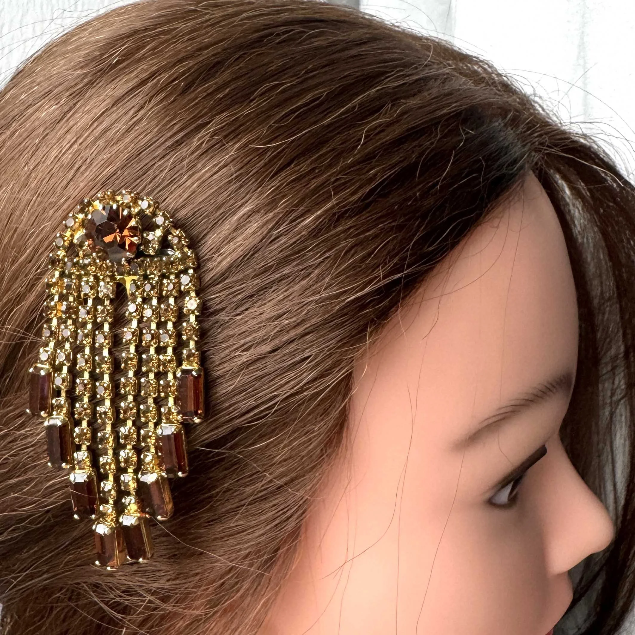 vintage rhinestone hair comb for autumn wedding