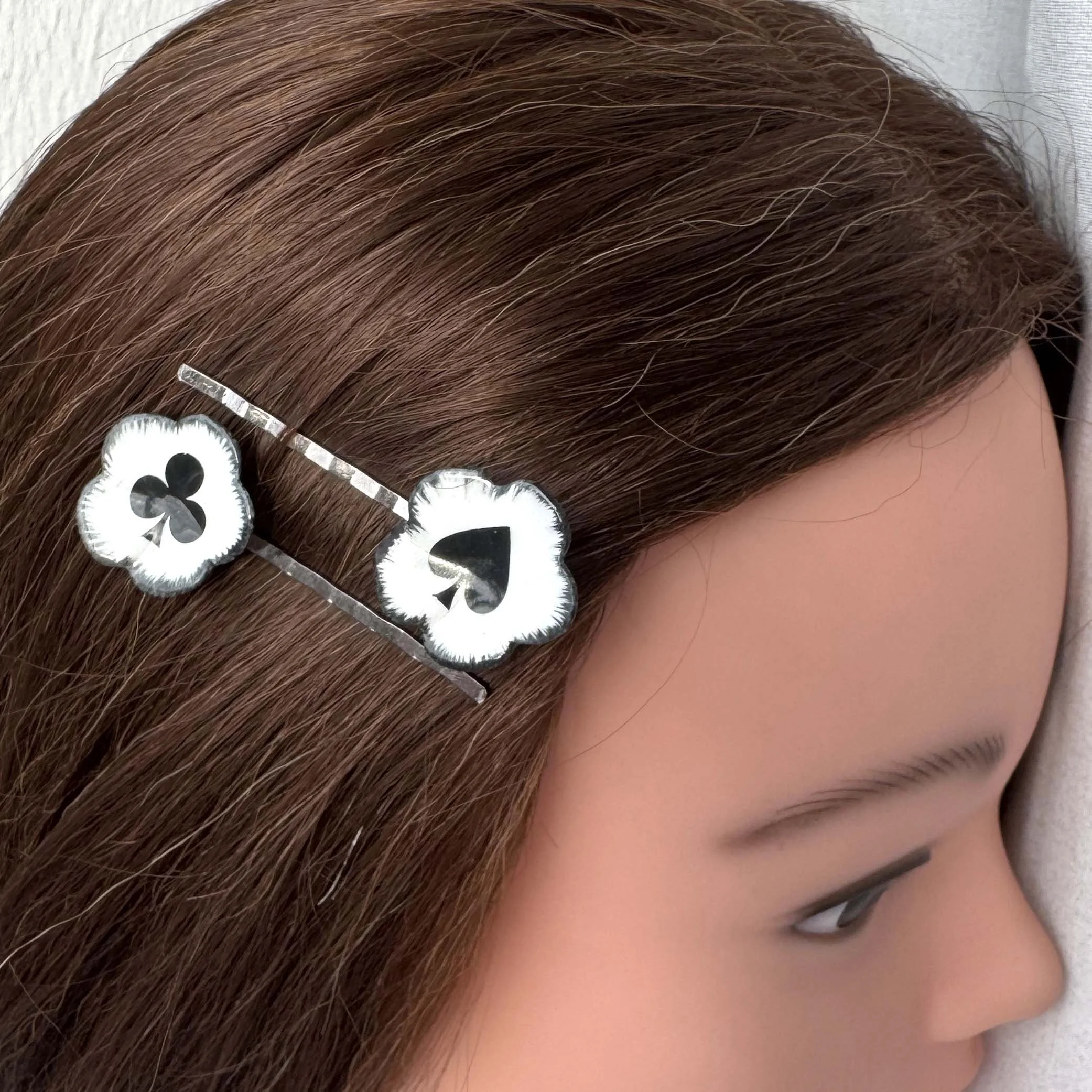vintage hair clips, playing card hair clips, vintage hair accessories