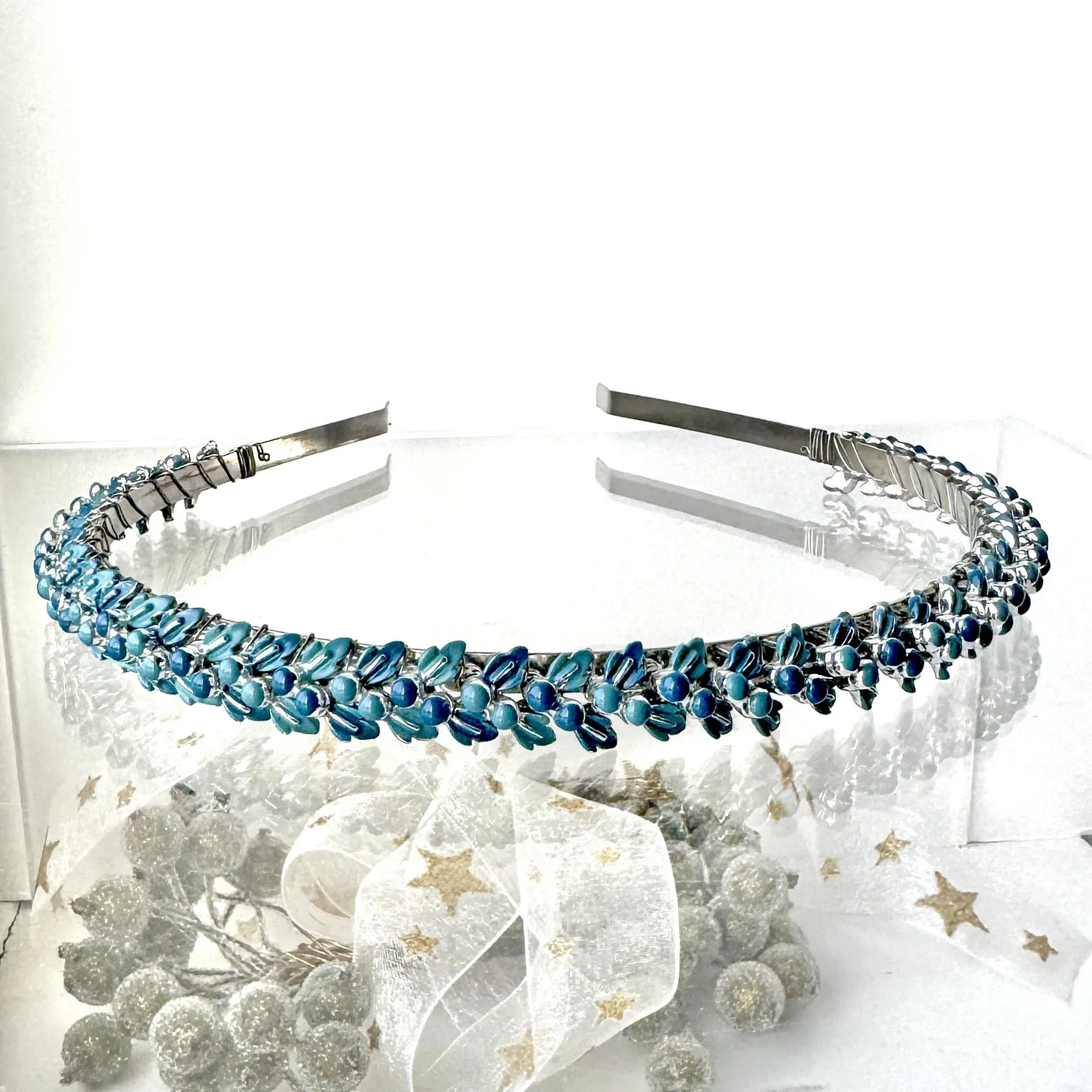 1950s vintage teal and blue headband
