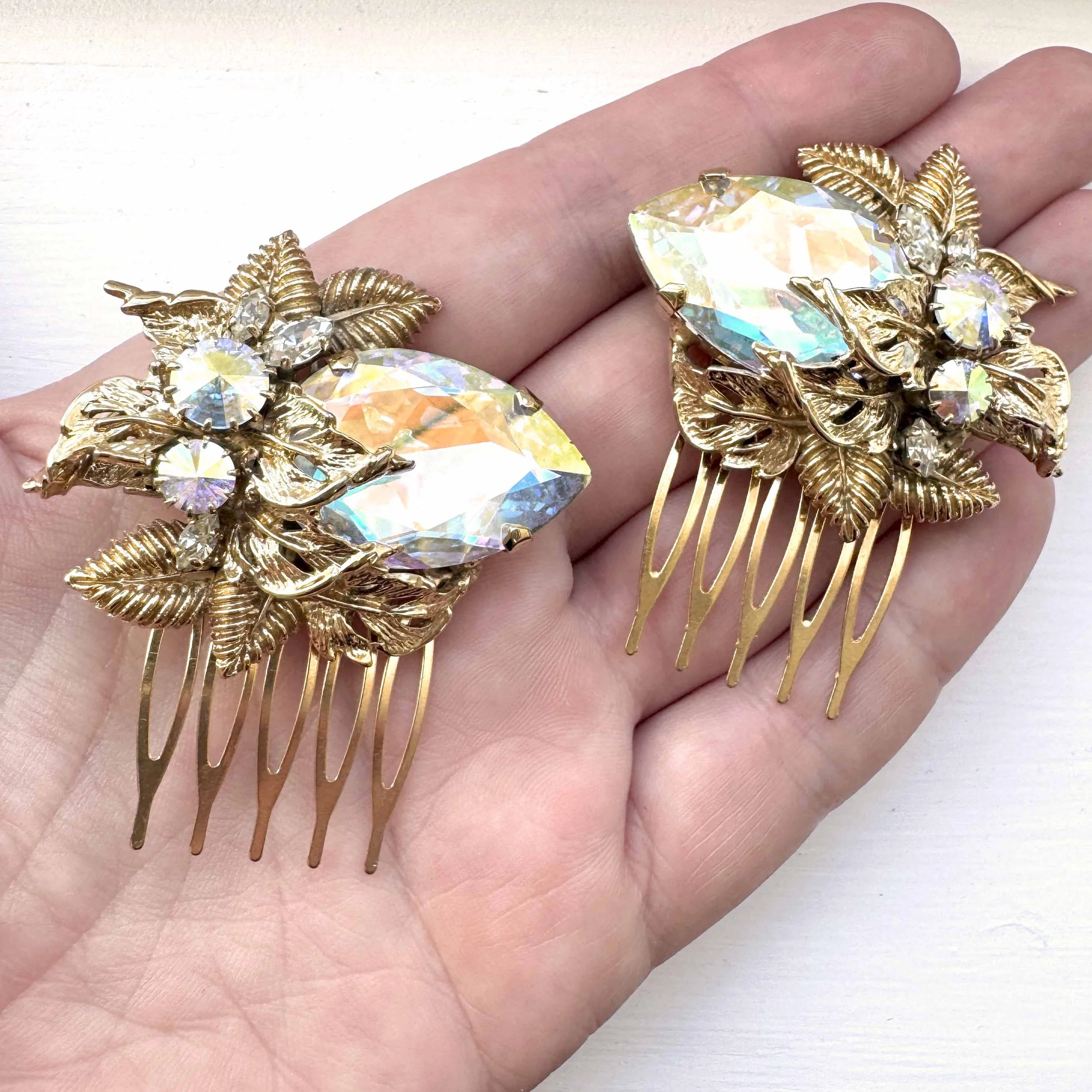 aurora rhinestone vintage hair accessories, vintage hair combs