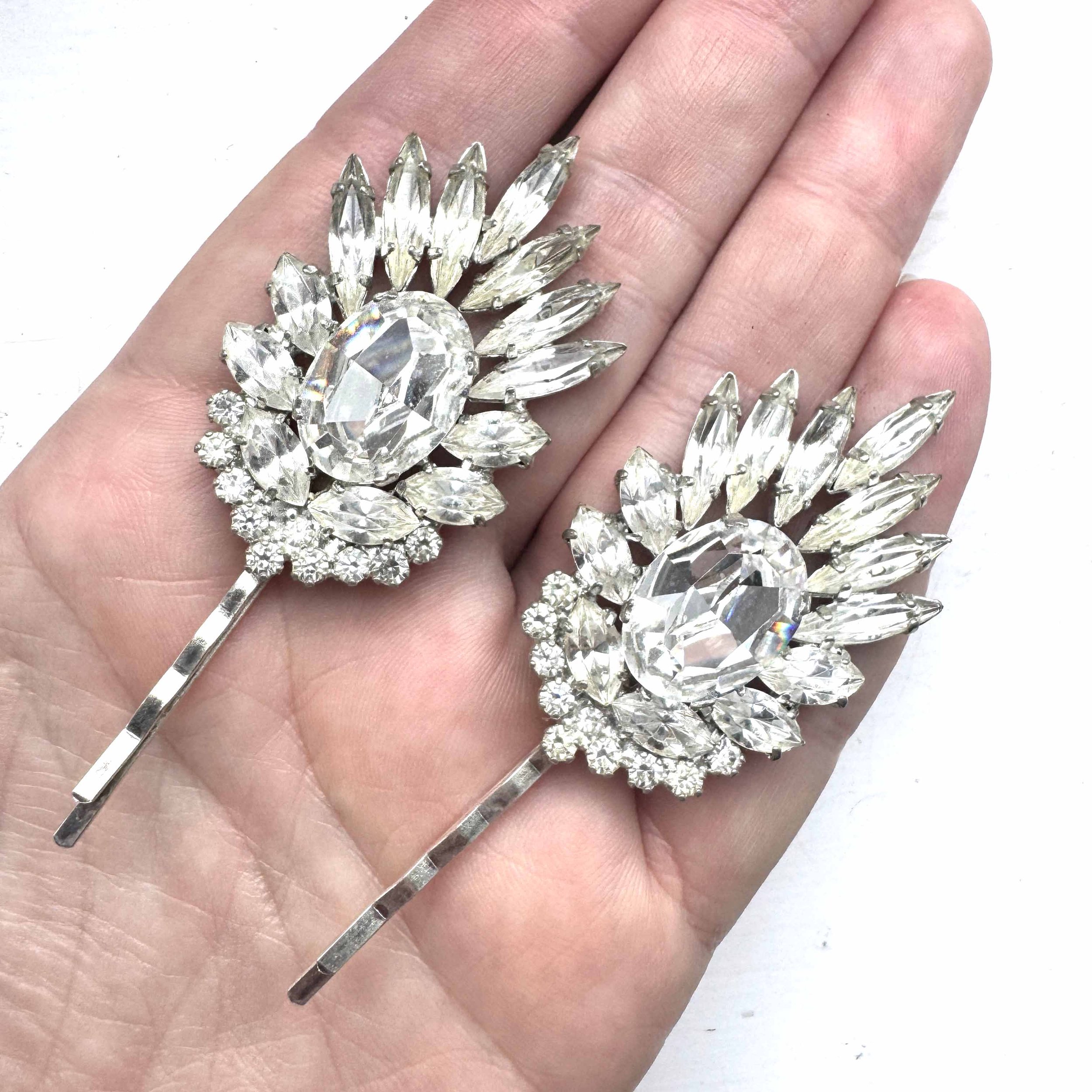 Vintage Art Deco Rhinestone Bridal Hair Pins, Art Deco Vintage Hair Pins