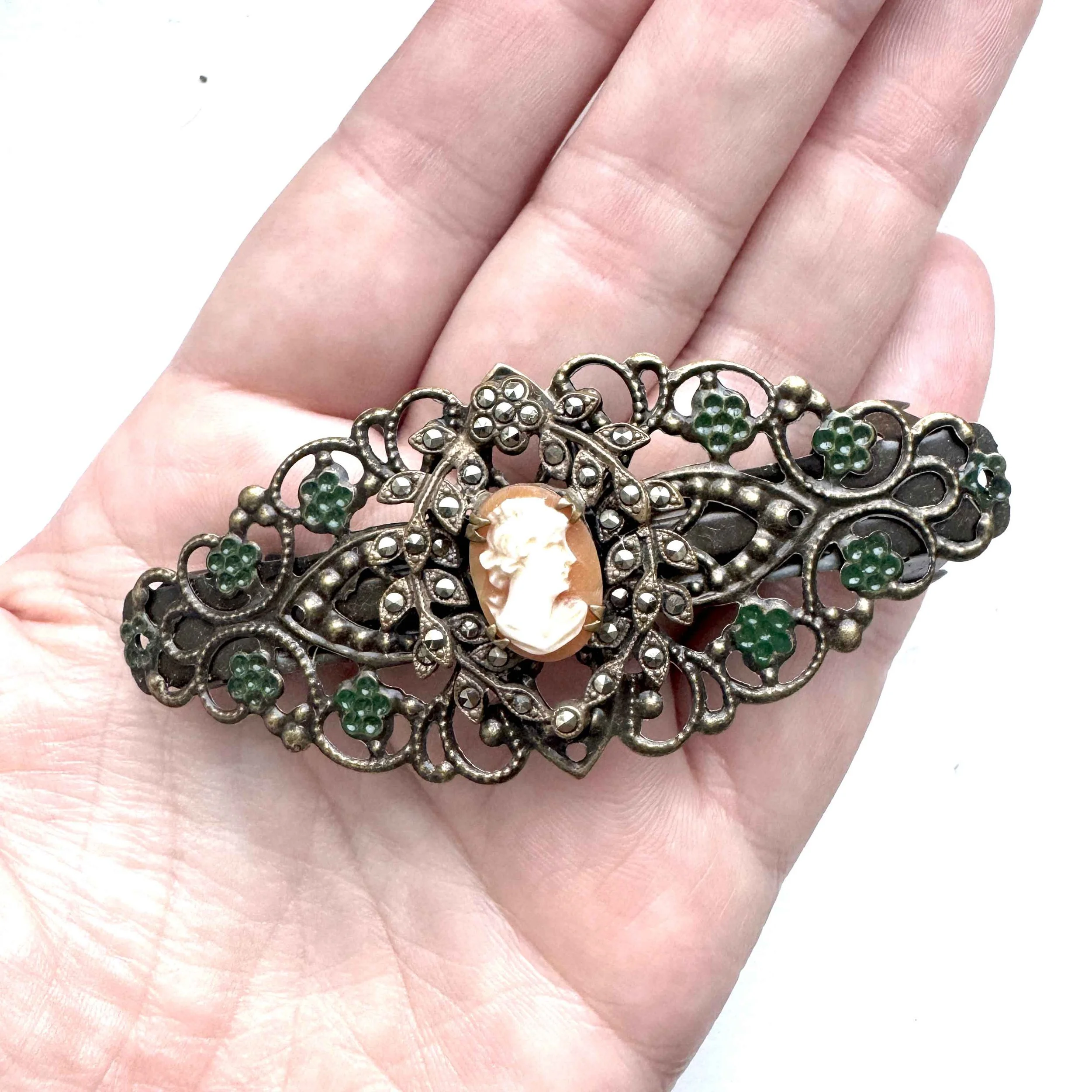 vintage cameo hair clasp, vintage hair accessories