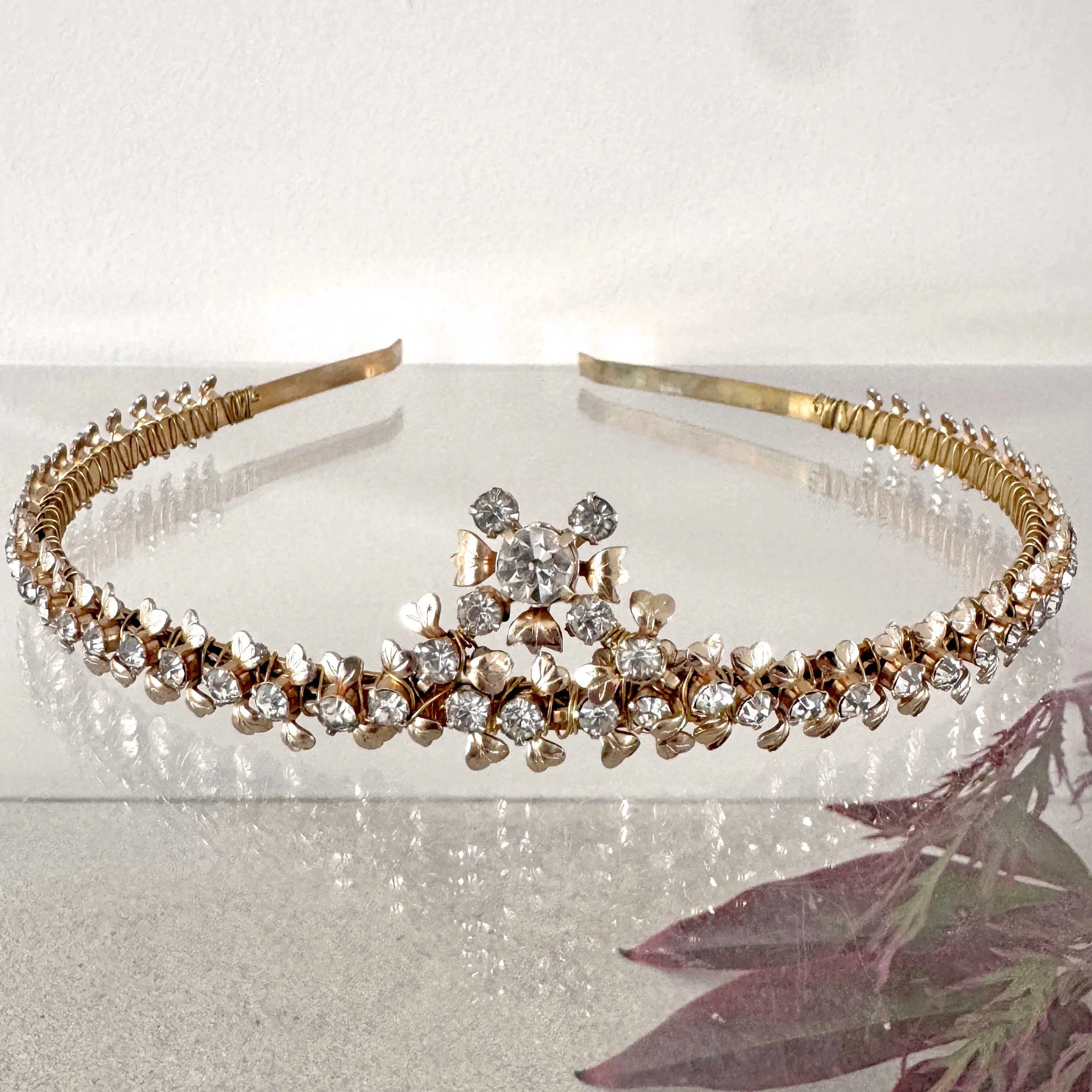 vintage gold tiara, vintage hair accessories