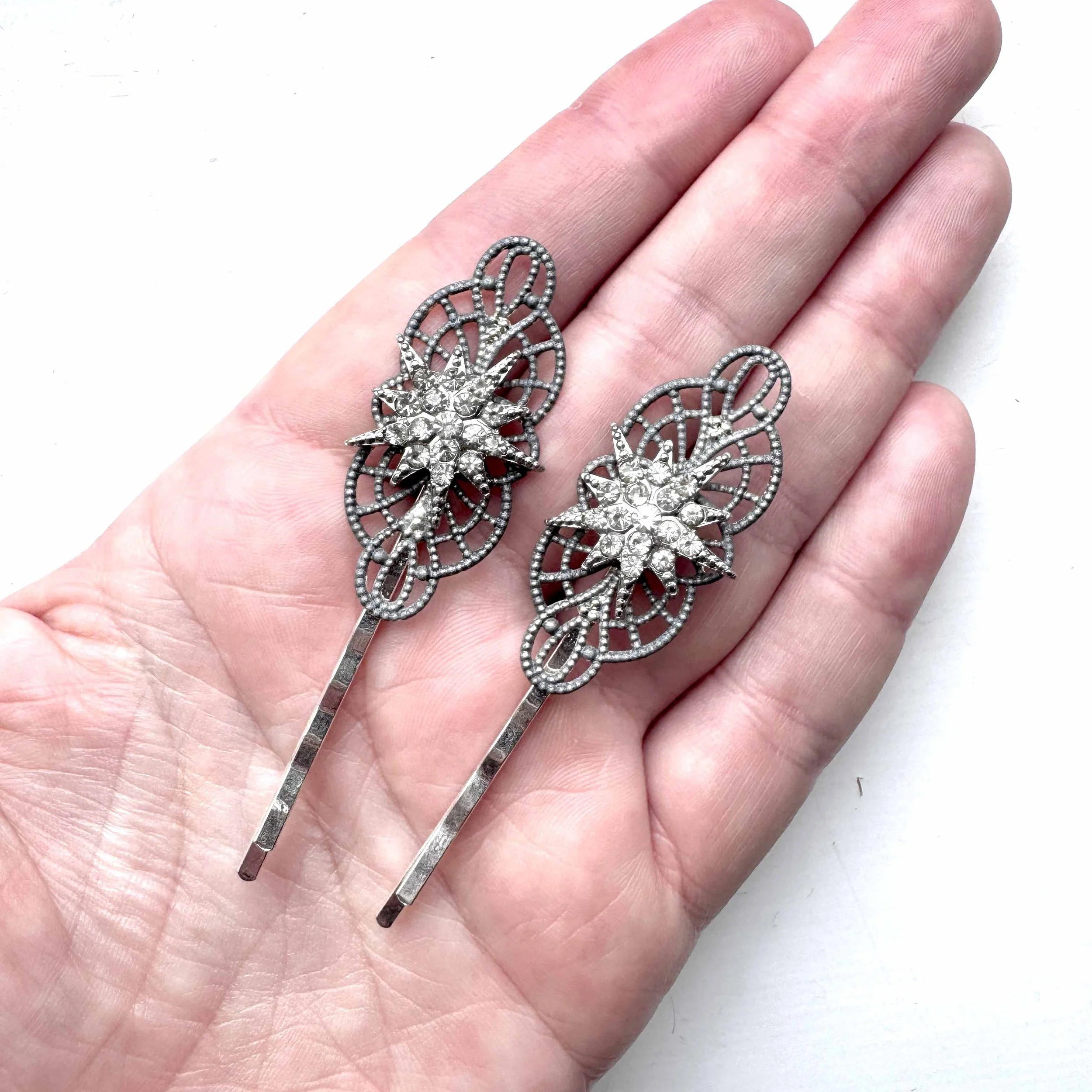 vintage 1920s art deco star hair clips - vintage hair accessories