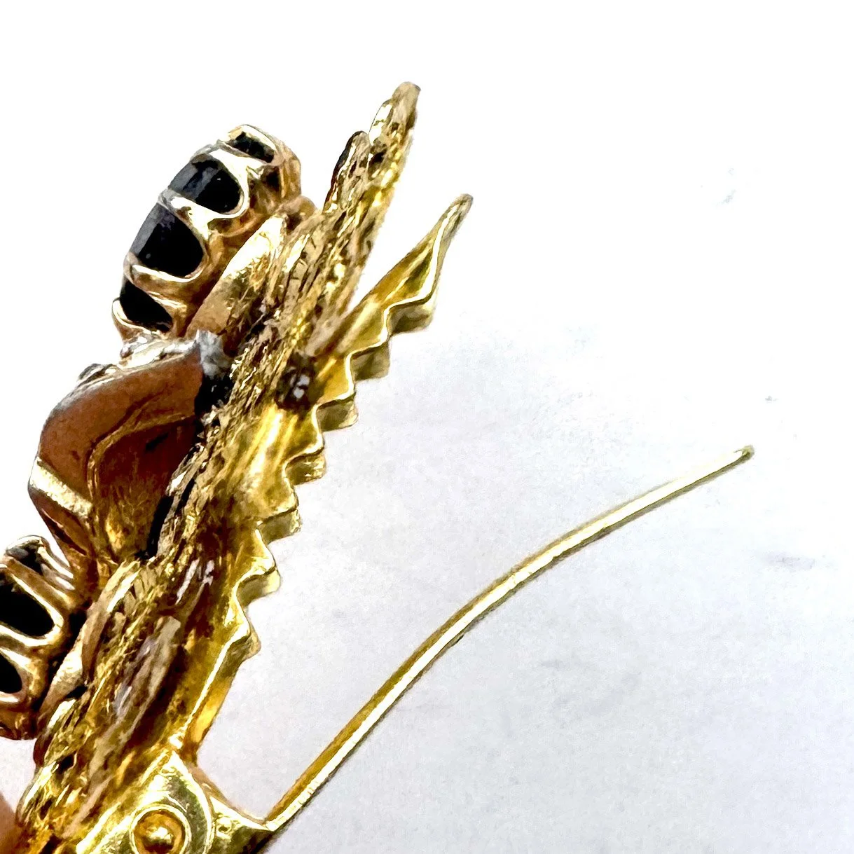 1950s vintage black gold rhinestone hair ornaments - antique hair jewellery