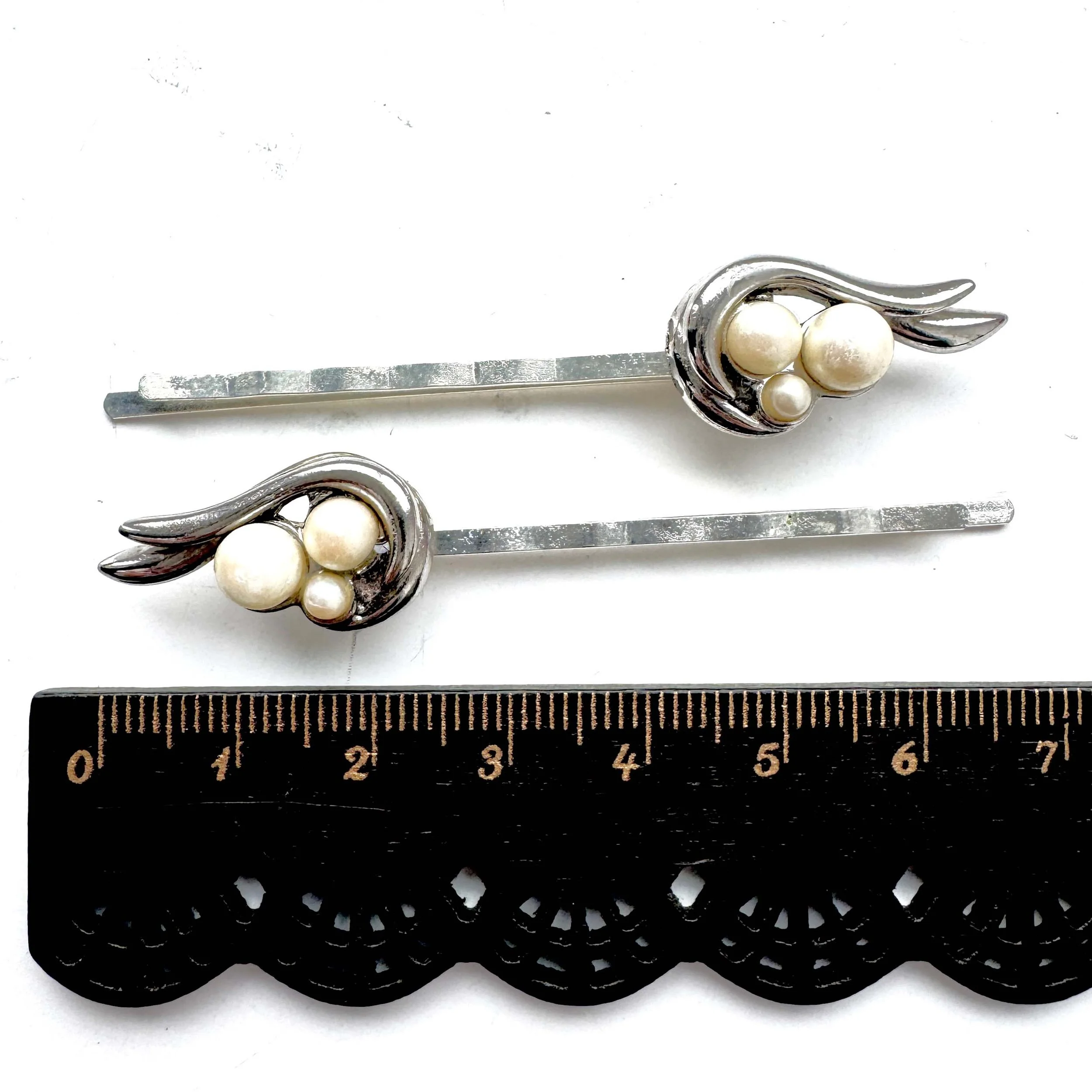 vintage art nouveau pearl hair clips, vintage hair clips, vintage hair accessories