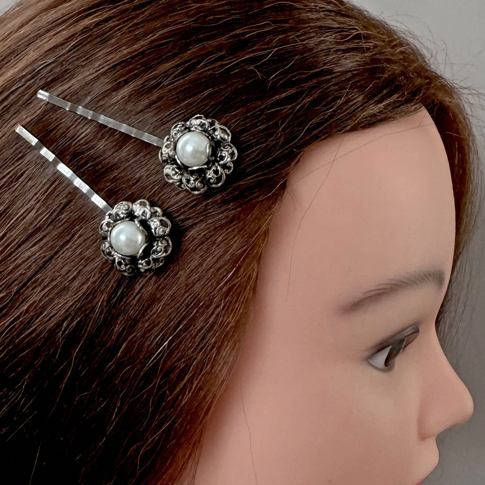 vintage pearl hair pins, pearl wedding hair clips, vintage hair accessories