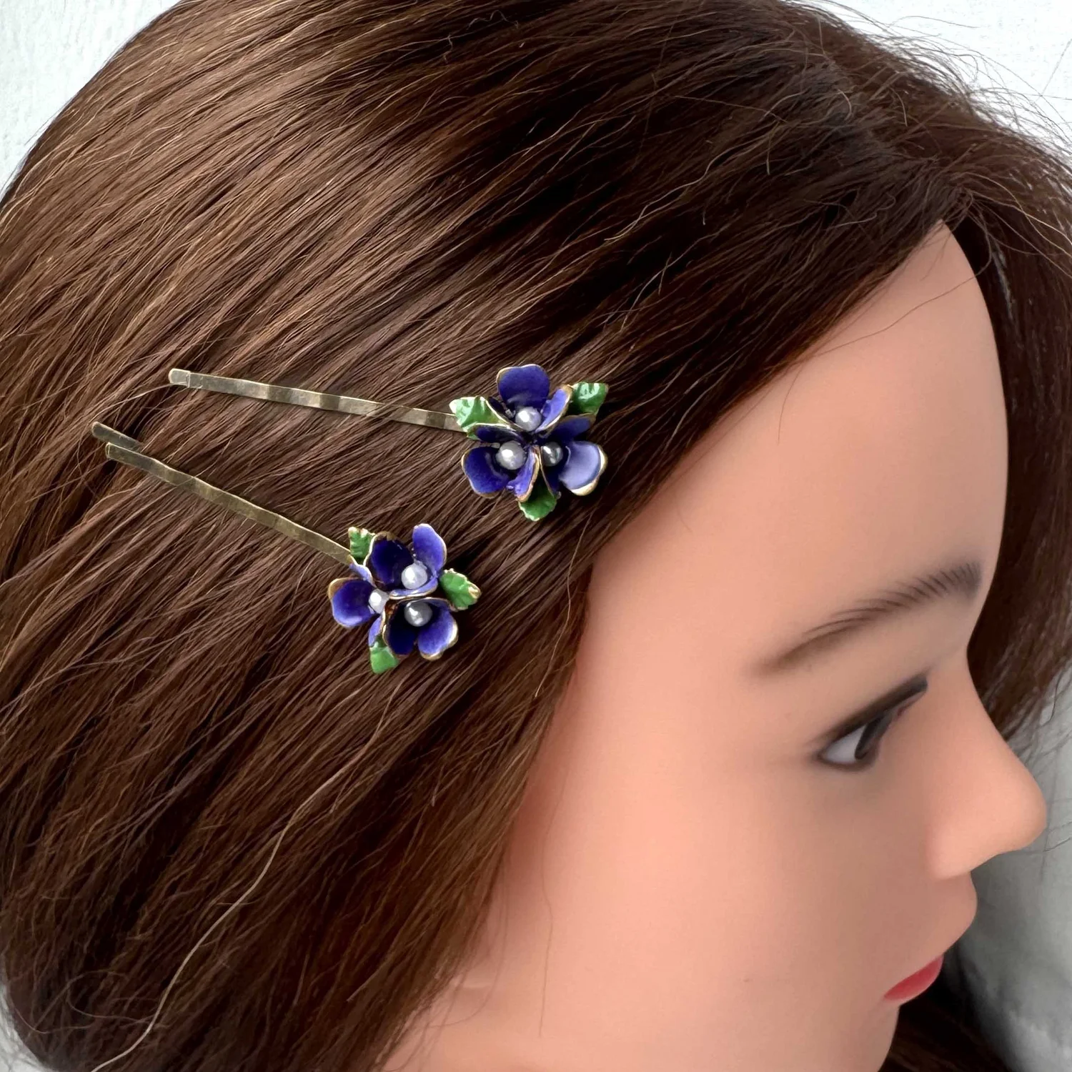 Vintage Purple, Yellow, and Green Floral Hair Accessories. Bundle of 3 Vintage Hair Combs~Hair Accessories~3 Pairs~Teal Purple  main image 2