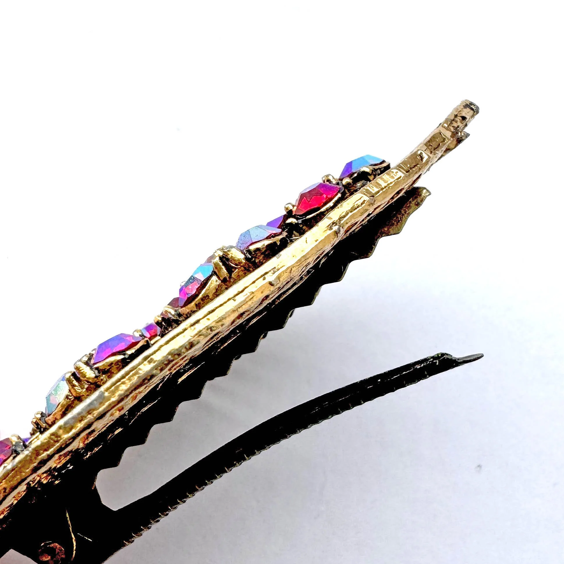 IMG_3429.jpg1950s vintage aurora red rhinestone hair barrette, vintage hair accessories