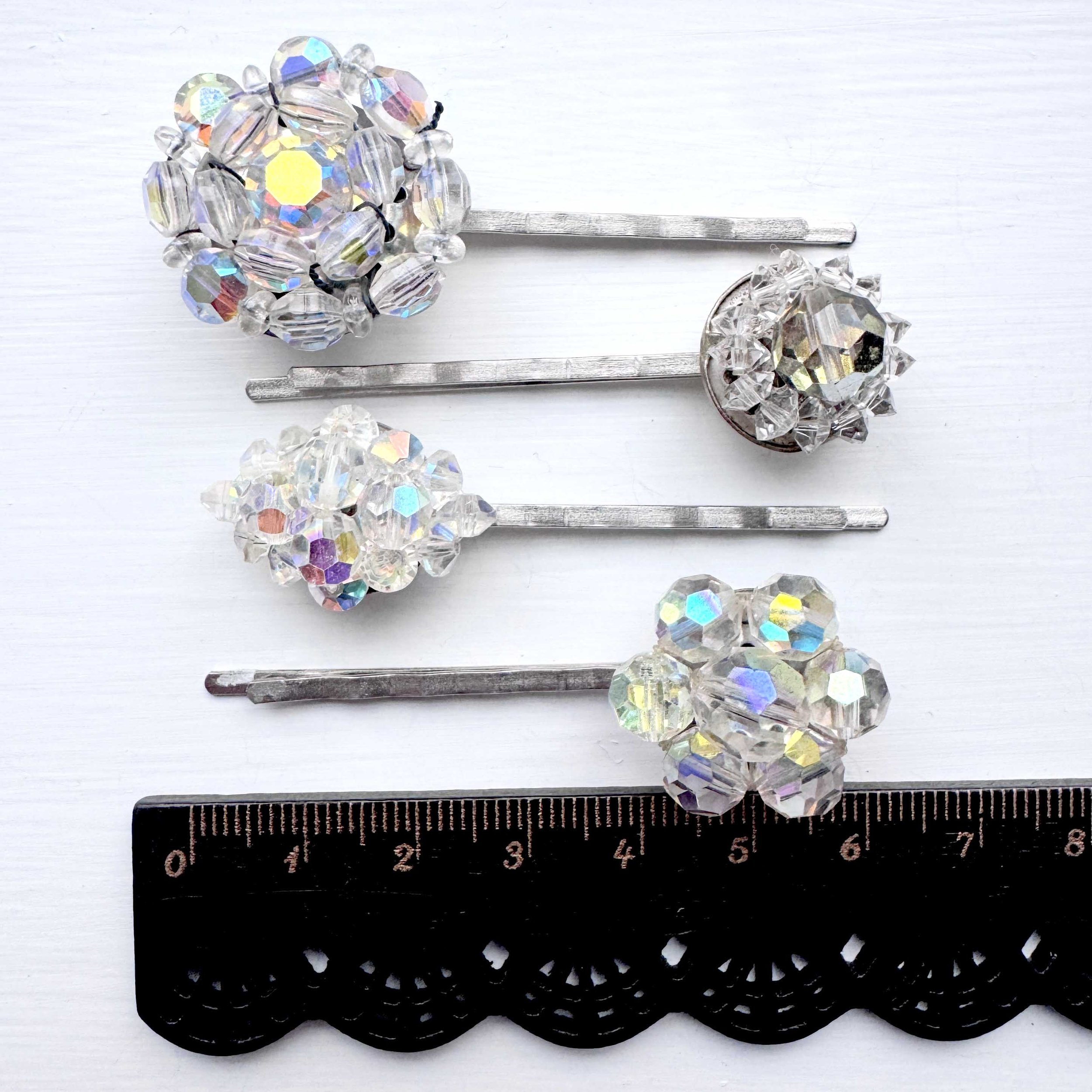 vintage aurora hair slide set, vintage hair accessories