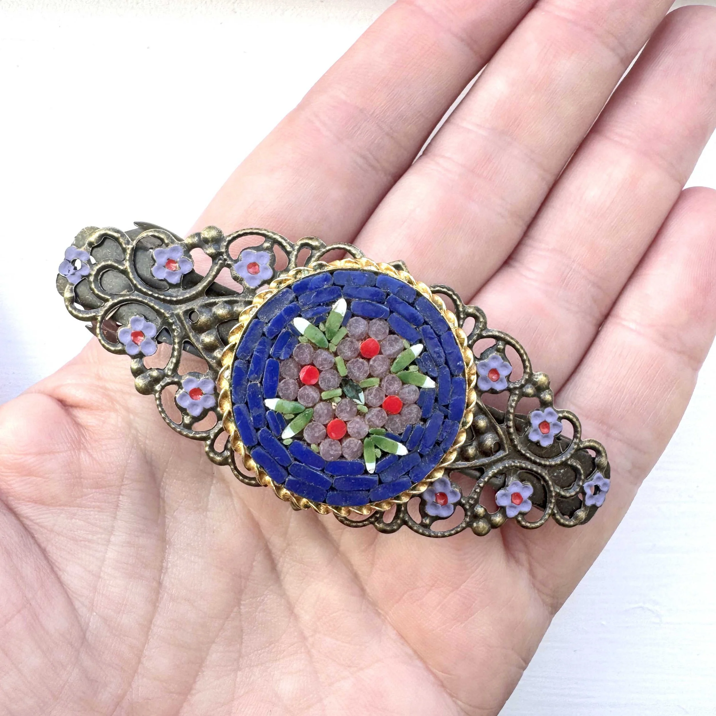 vintage purple flower hair accessory, vintage hair accessories