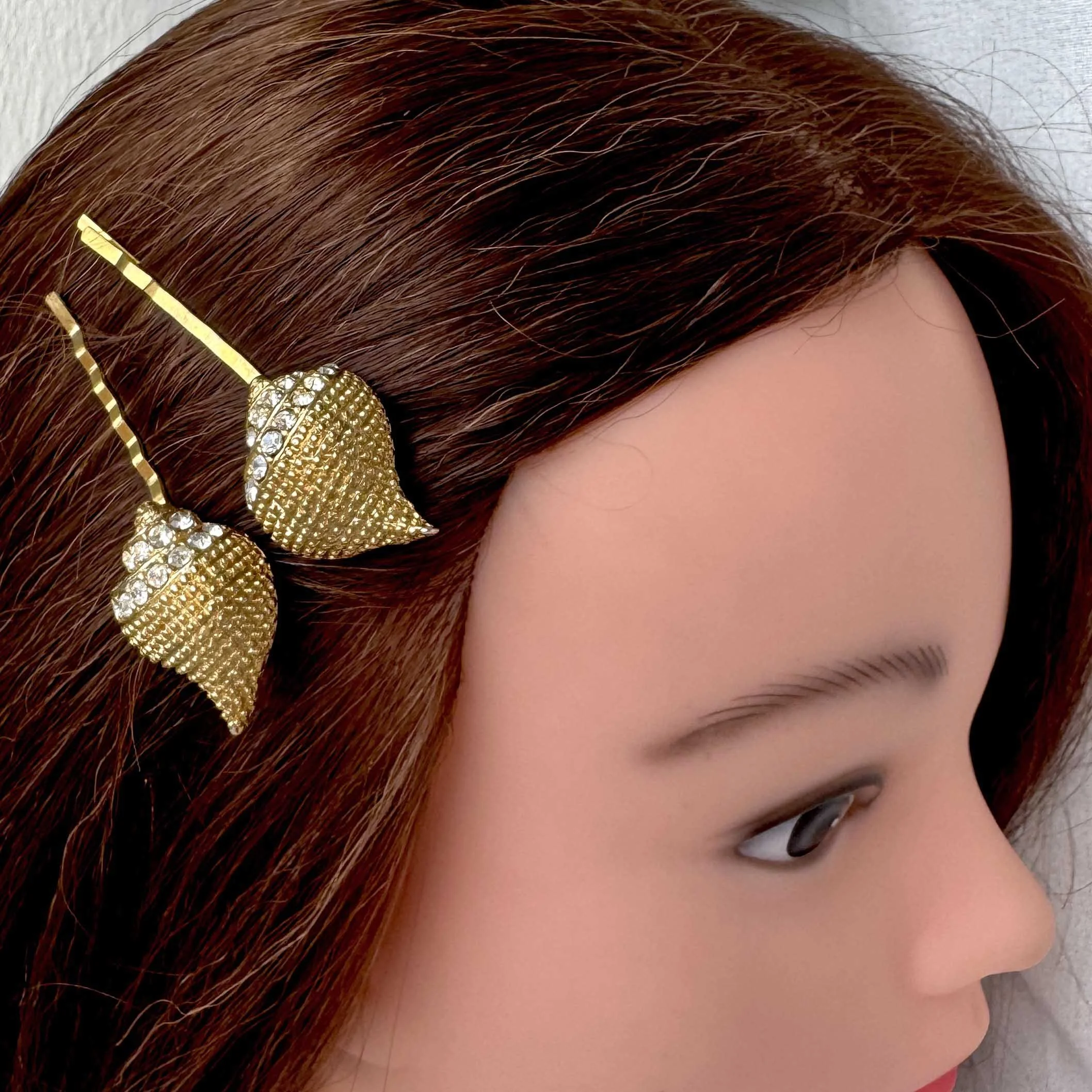 1950s vintage gold sea shell hair clips, vintage hair clips, vintage hair accessories