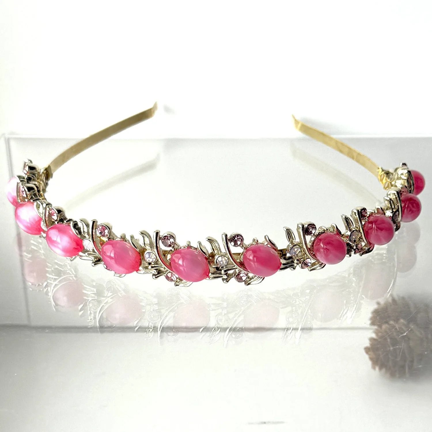 Hot Pink Jeweled Satin Headband | Vintage Hair Accessory Amazon.com : NVENF Hot Pink Headband Crystal Rhinestone  main image 4