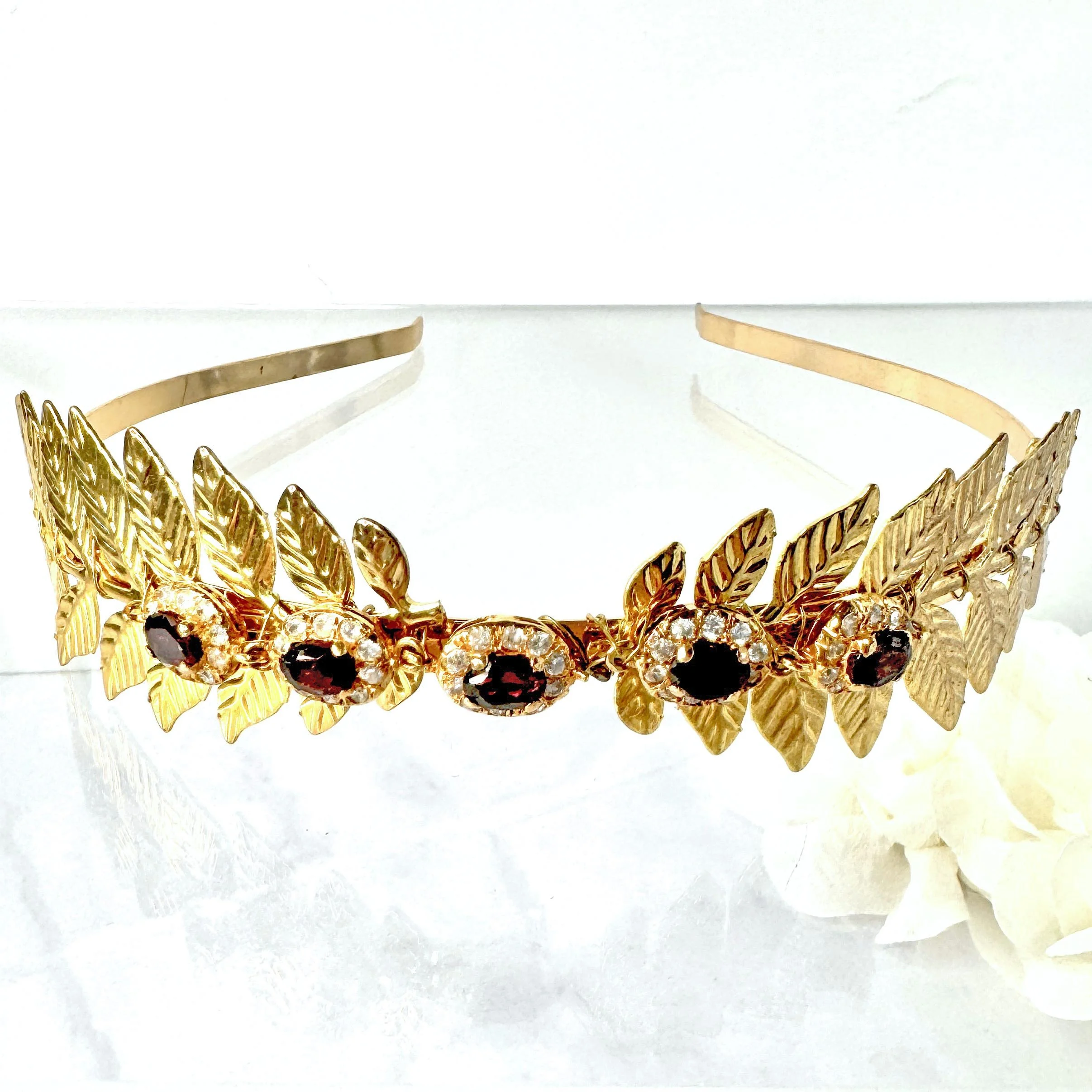 vintage garnet bridal crown