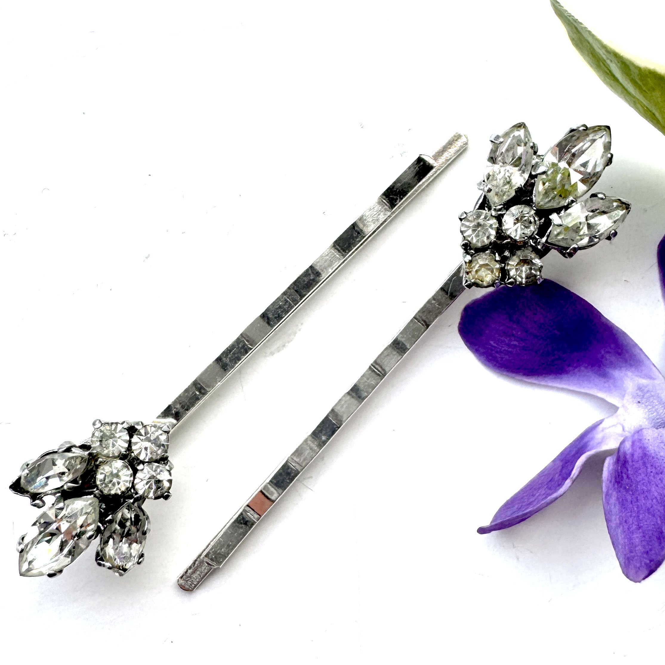 vintage rhinestone bridal hair pins, vintage hair accessories