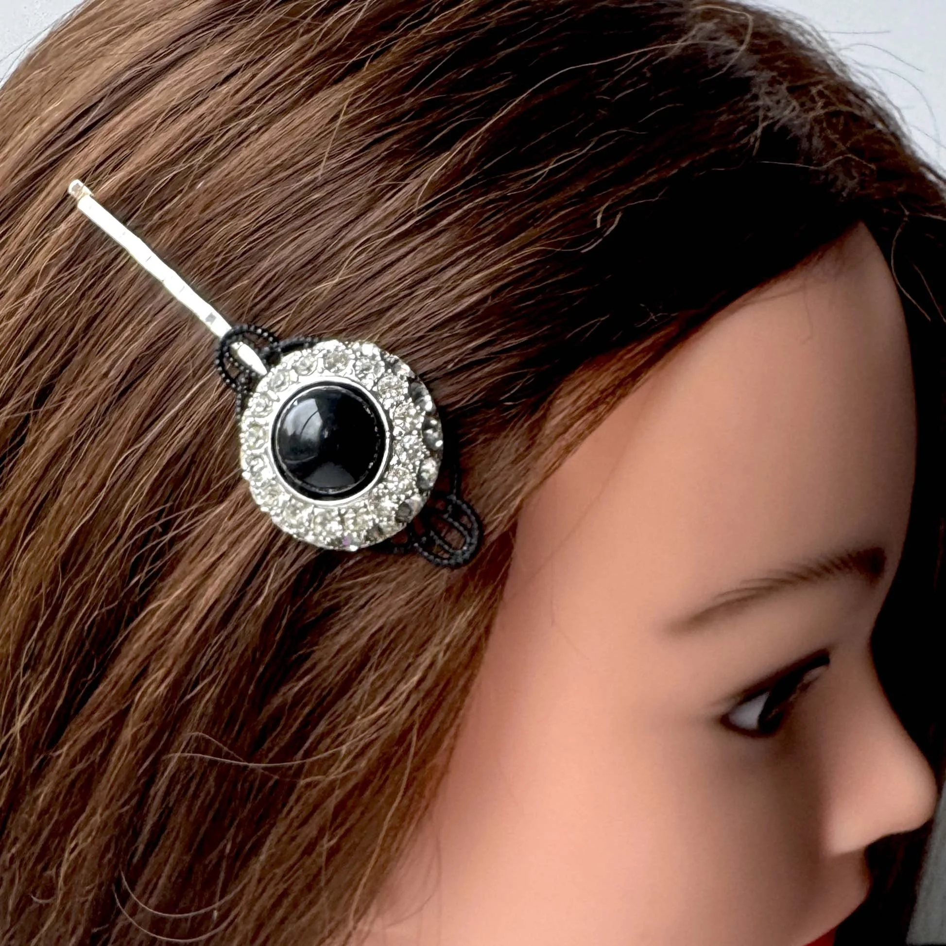 vintage black art deco hair clip, vintage hair accessories