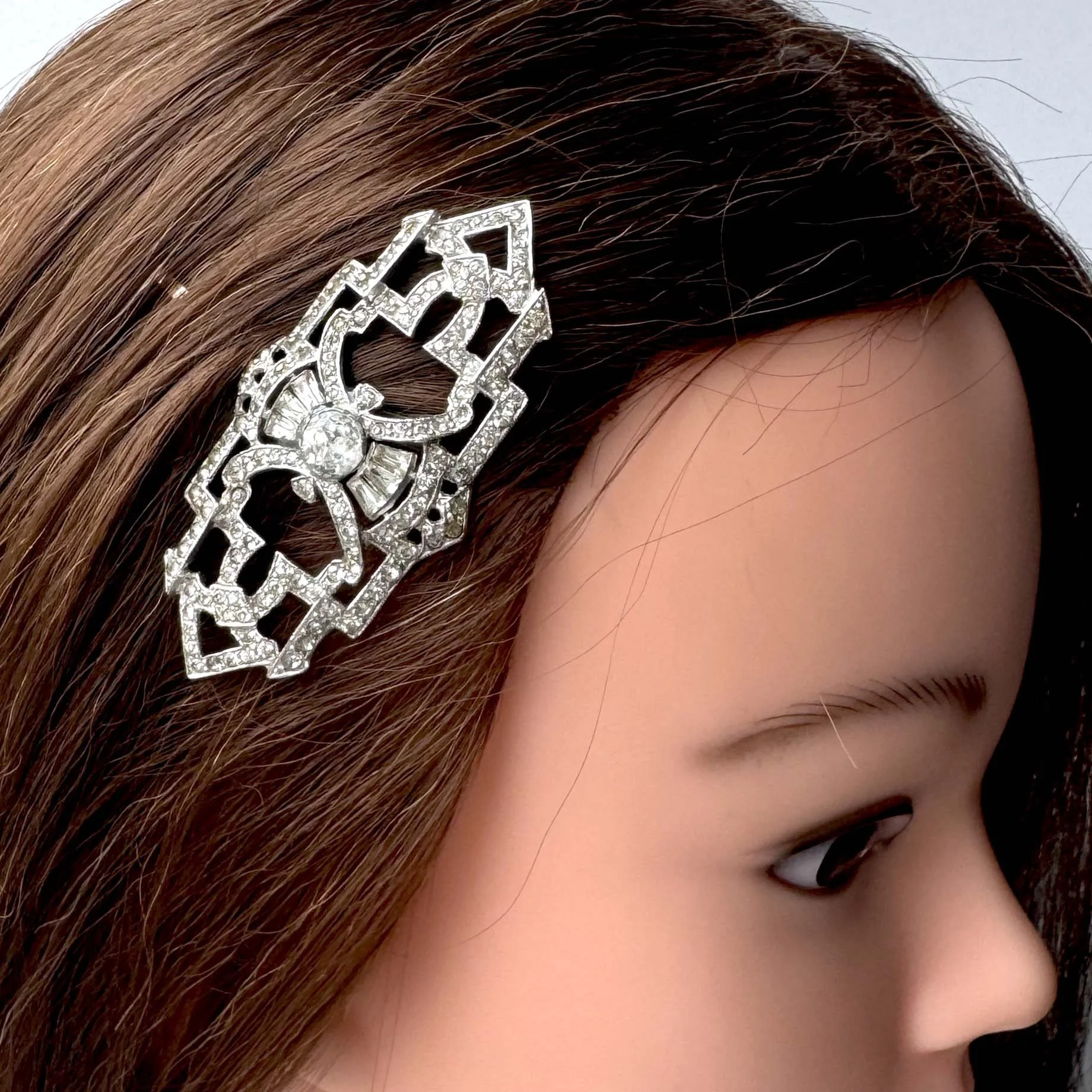 1920s vintage art deco rhinestone hair clip, vintage hair accessories