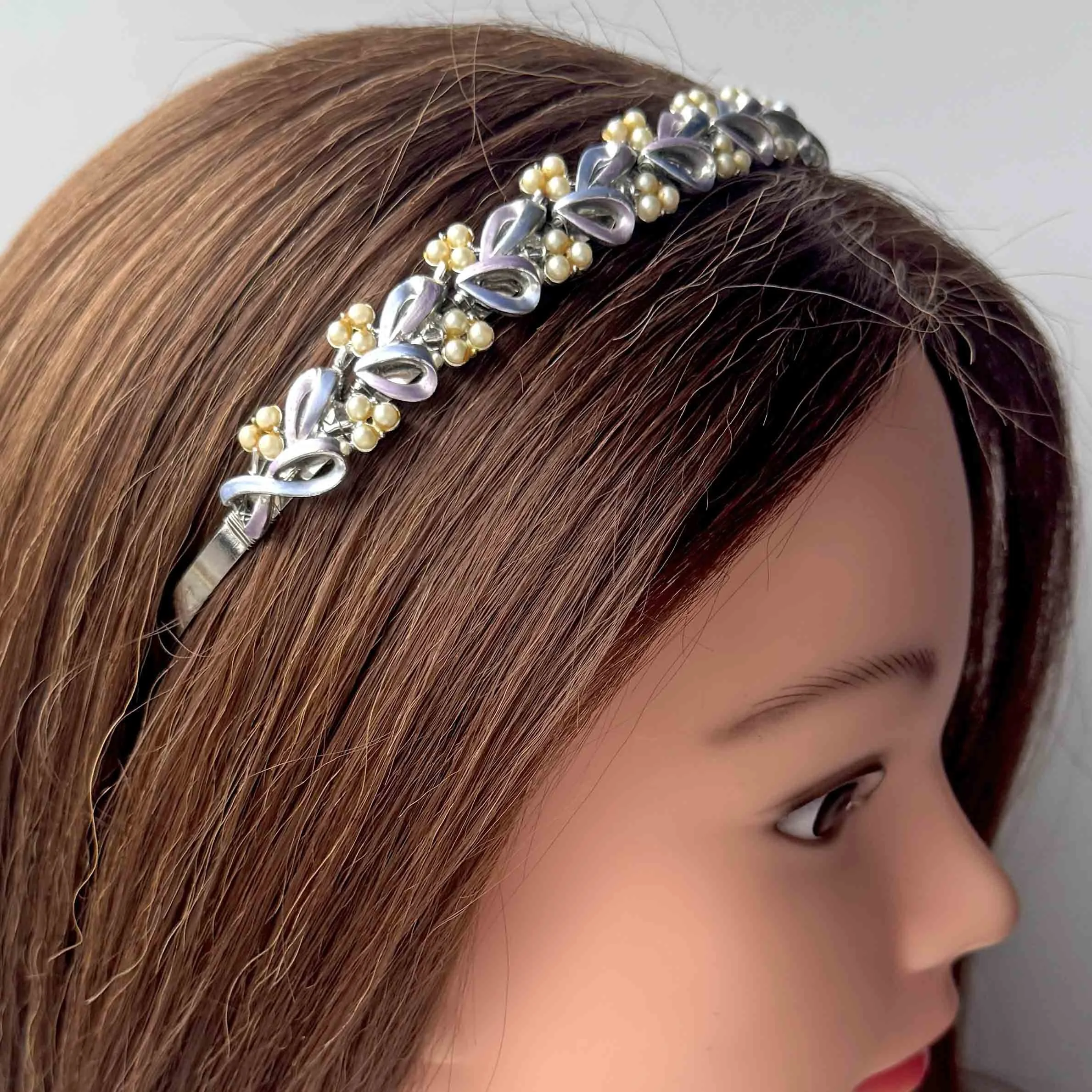 vintage lilac bridal headband, vintage hair accessories