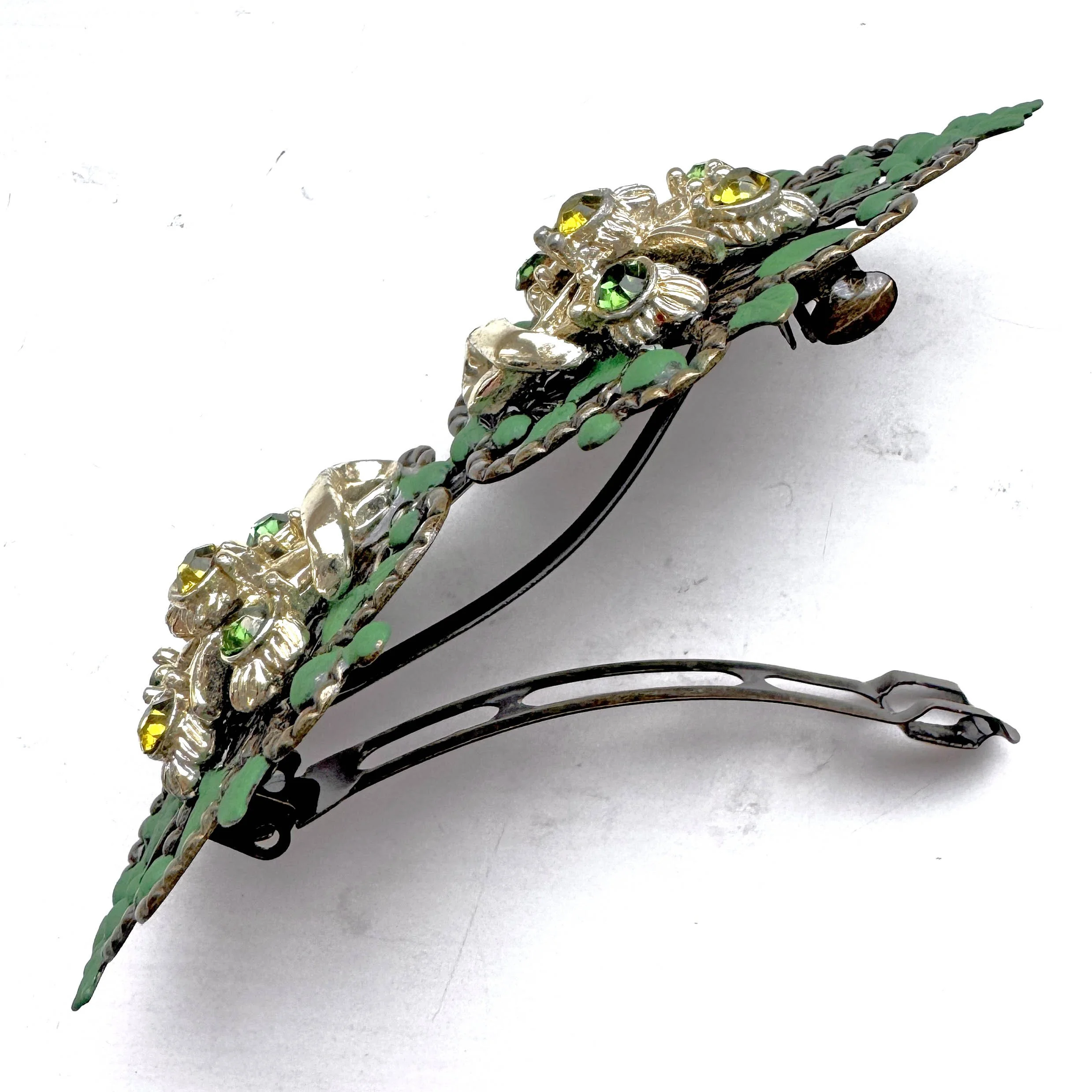 vintage green hair clip, vintage hair accessories