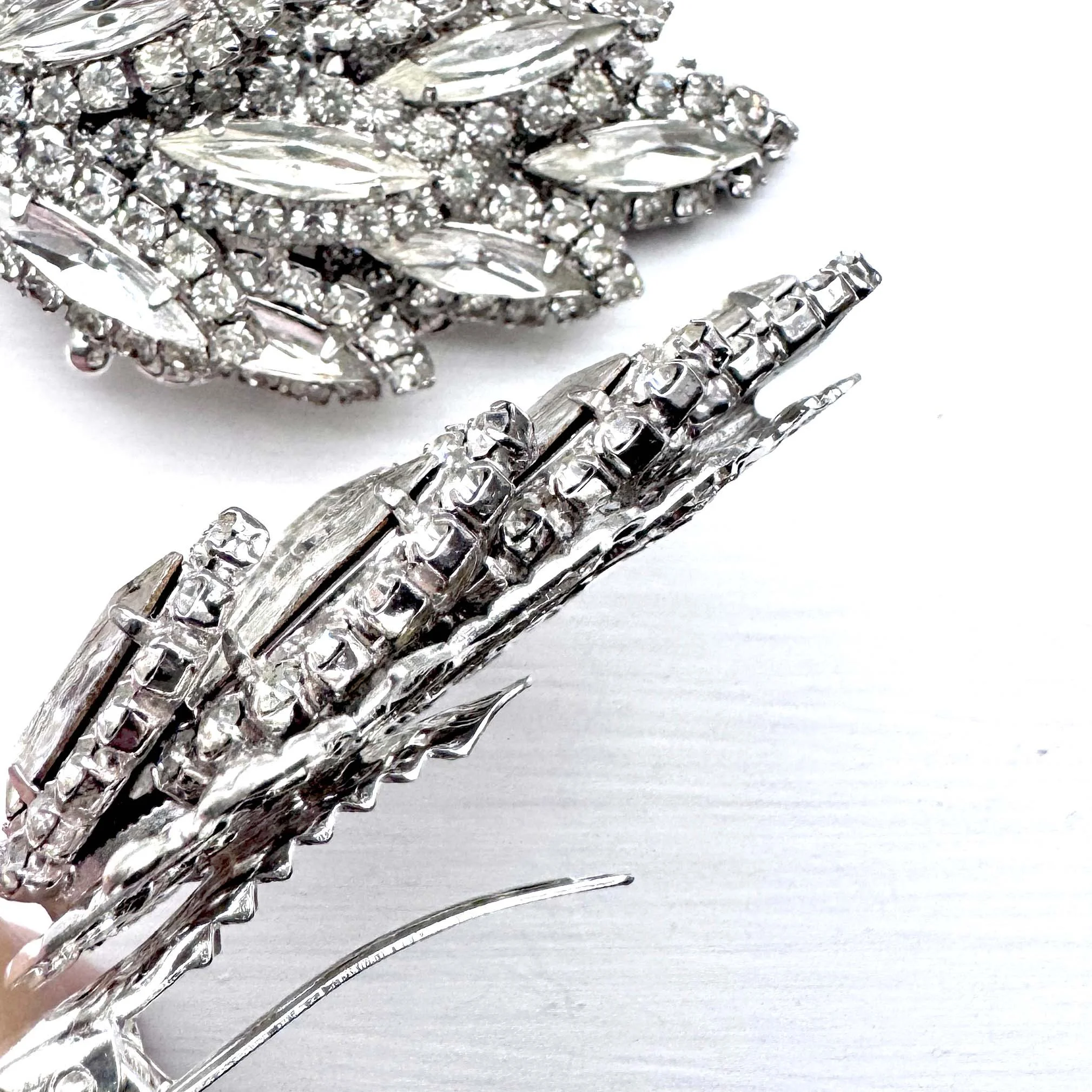 1950s vintage rhinestone silver hair ornaments - vintage hair accessories