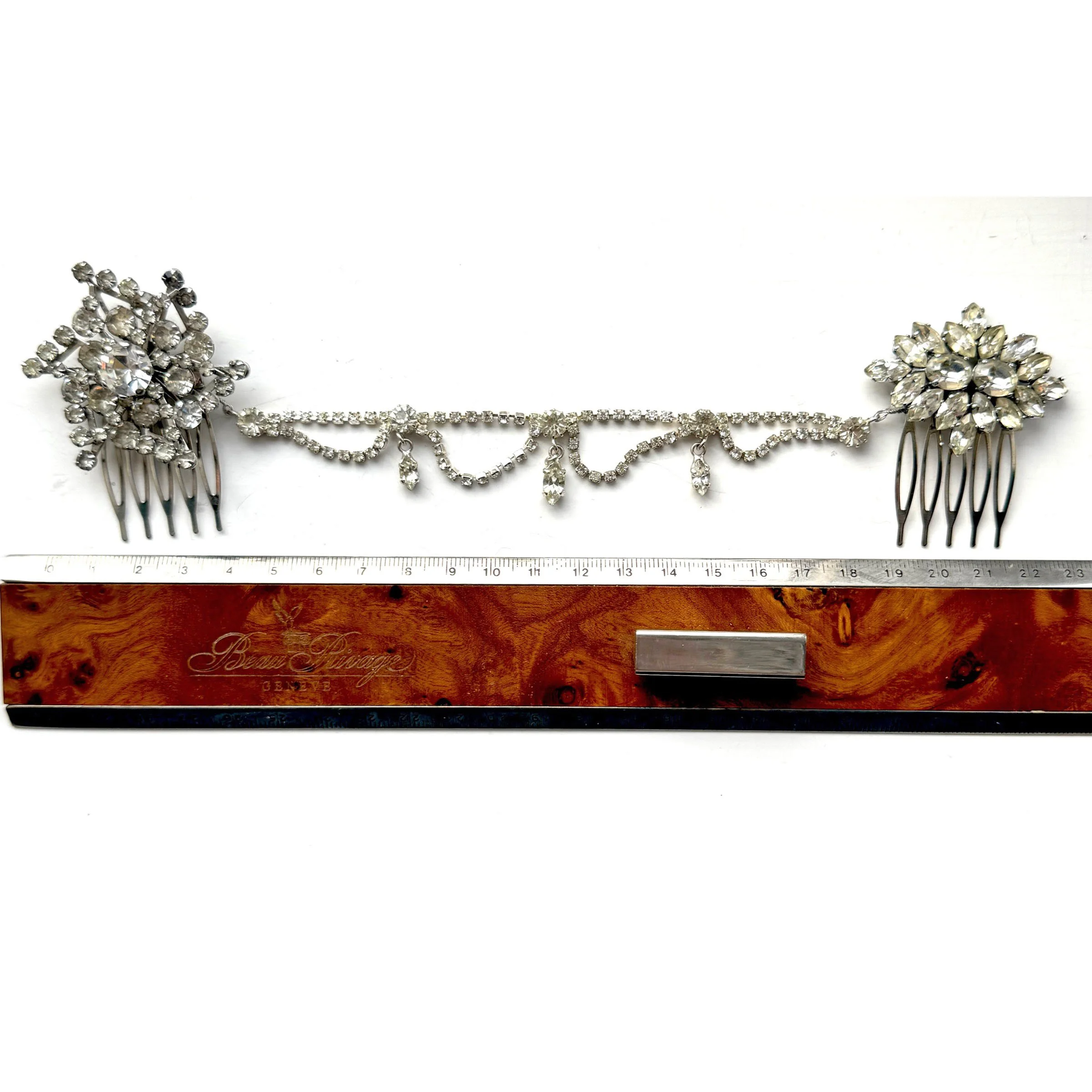 vintage silver rhinestone headpiece