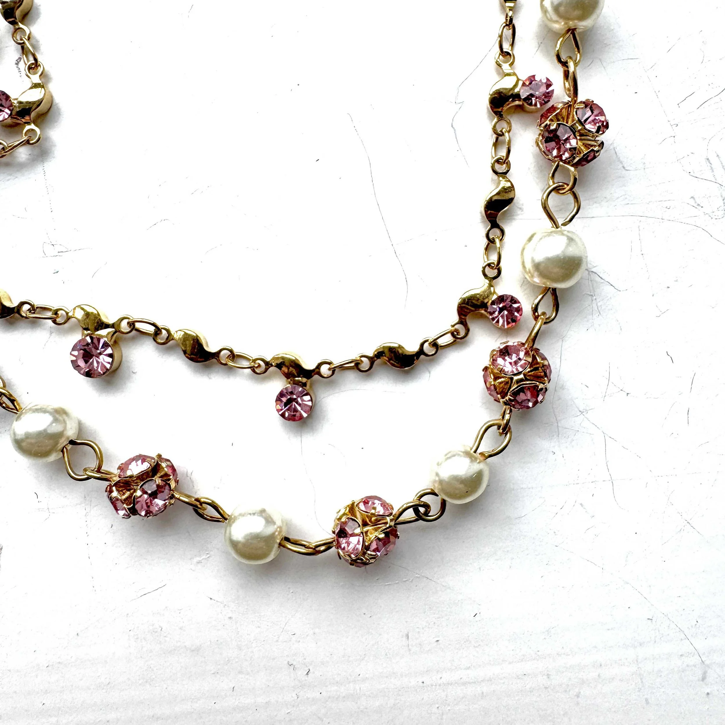 antique pink rhinestone and pearl wedding hair piece, vintage hair accessories