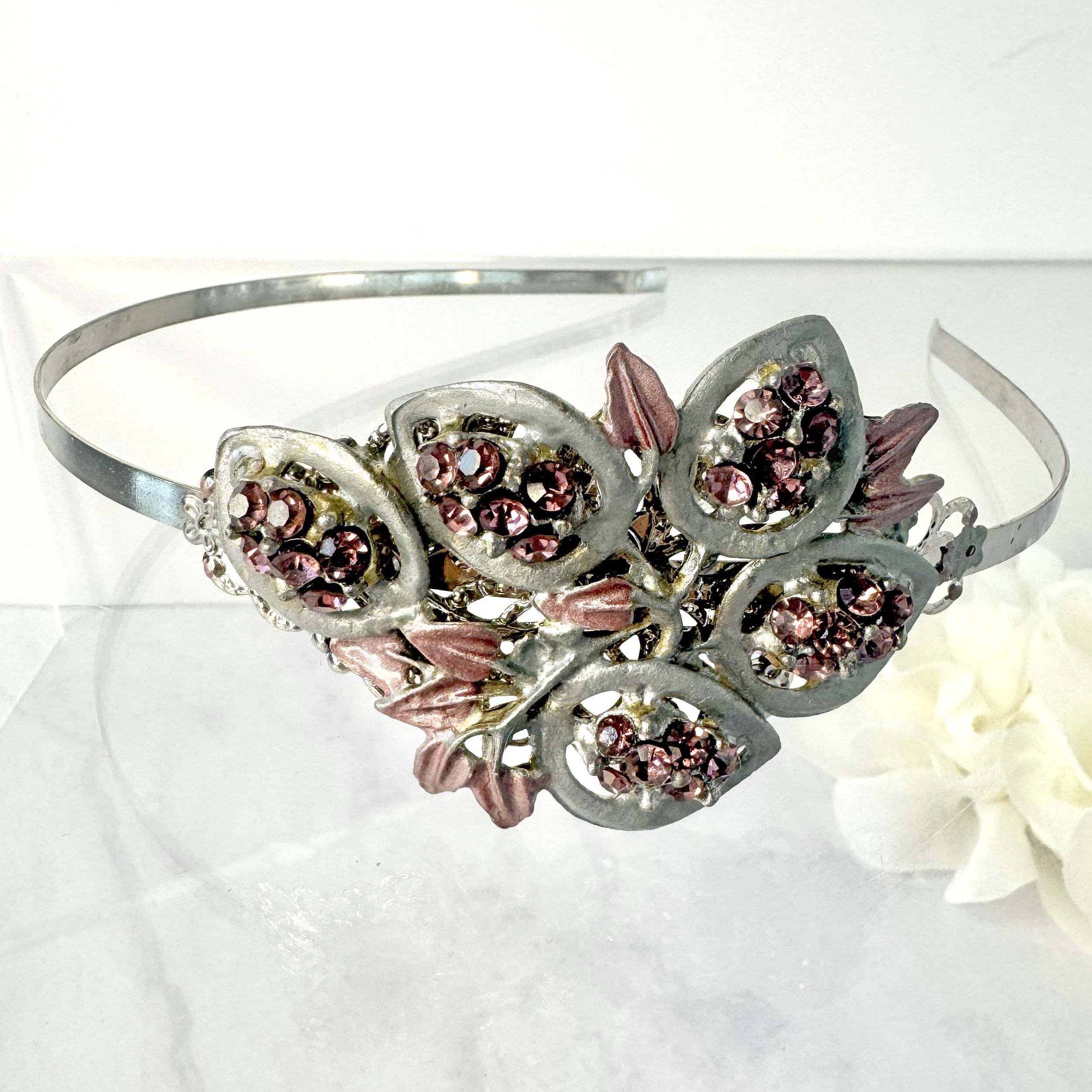 vintage grey lilac fascinator