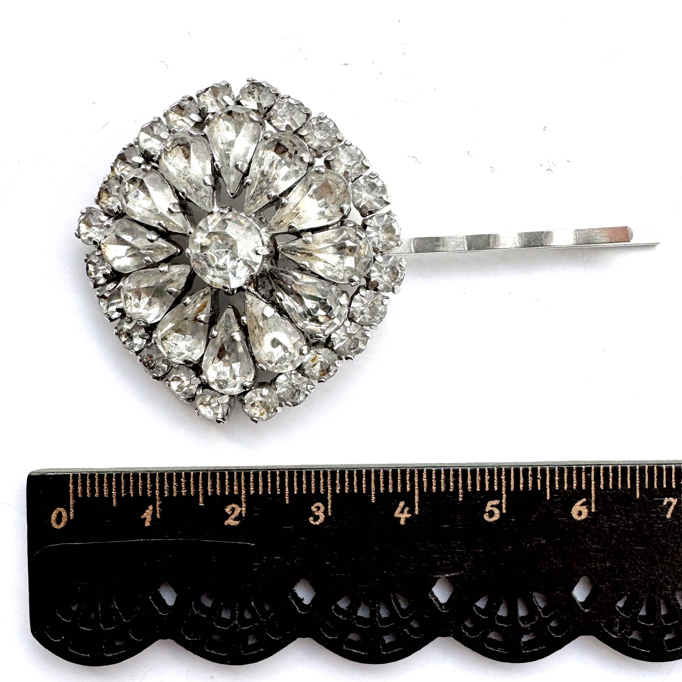 1950s vintage art deco rhinestone bobby pin, vintage hair accessories