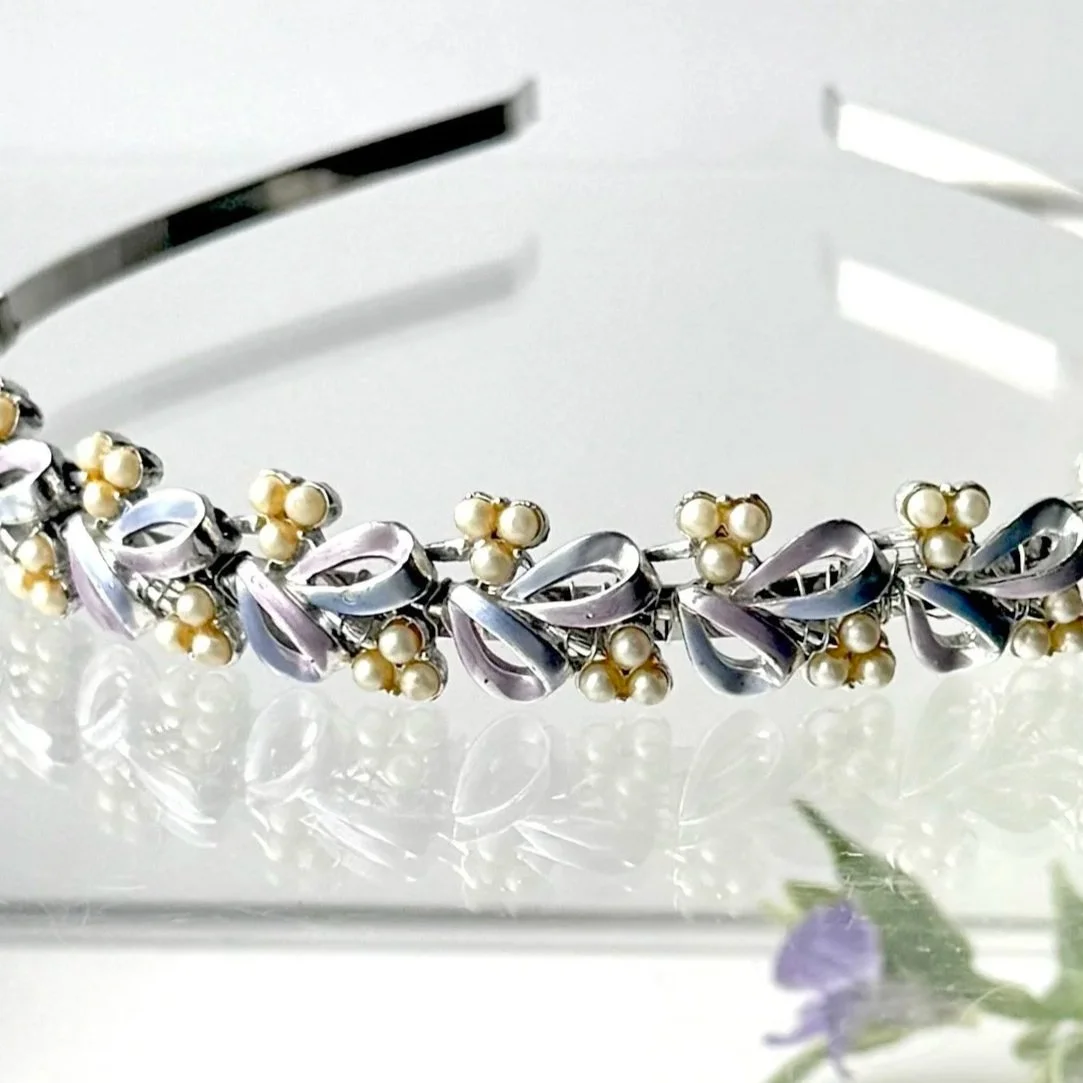 vintage lilac bridal hair band, vintage hair accessories