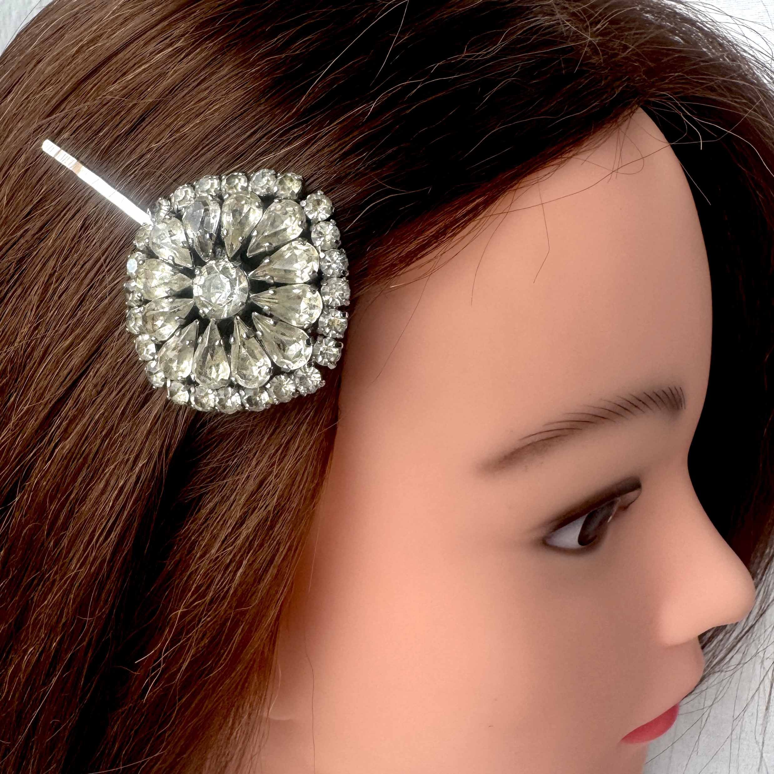 1950s vintage art deco rhinestone hair clip, vintage hair accessories