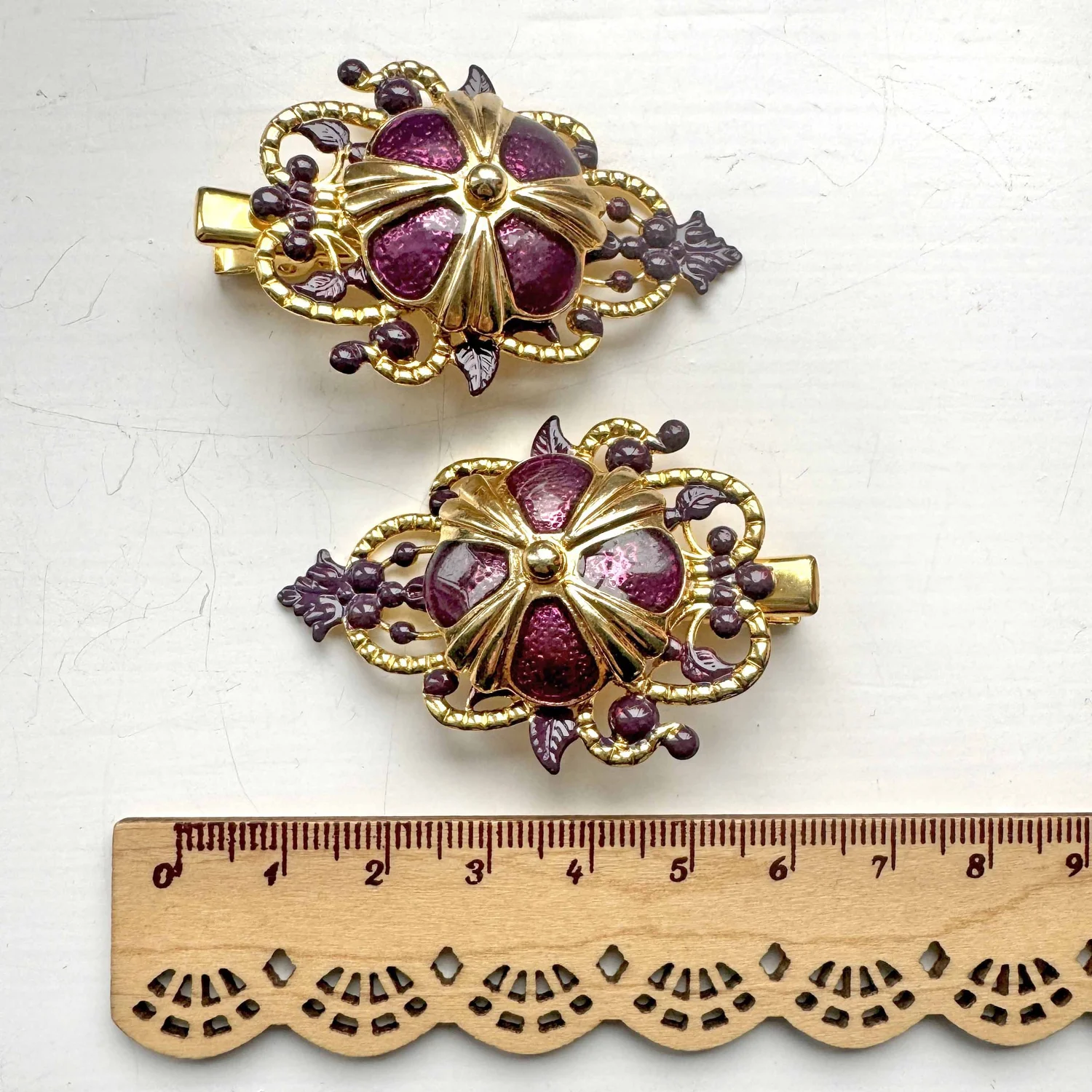 GORGEOUS purple enamel hair clip/pinch Lavender Sakura Hairpins, Rose Gold Bridal Hair Clip, Resin  main image 3