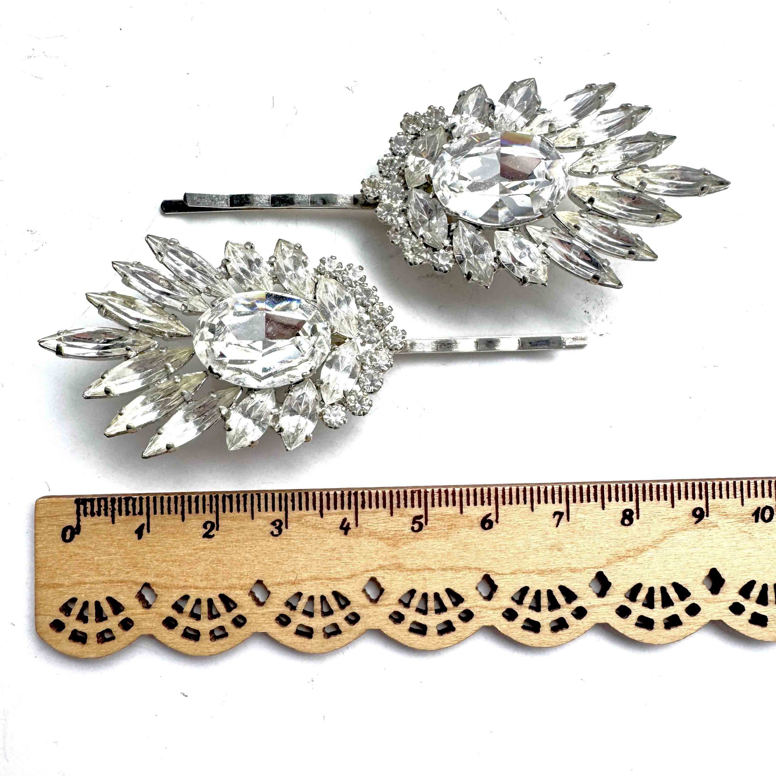 Vintage Art Deco Rhinestone Wedding Hair Pins, Art Deco Jewelled Hair Pins