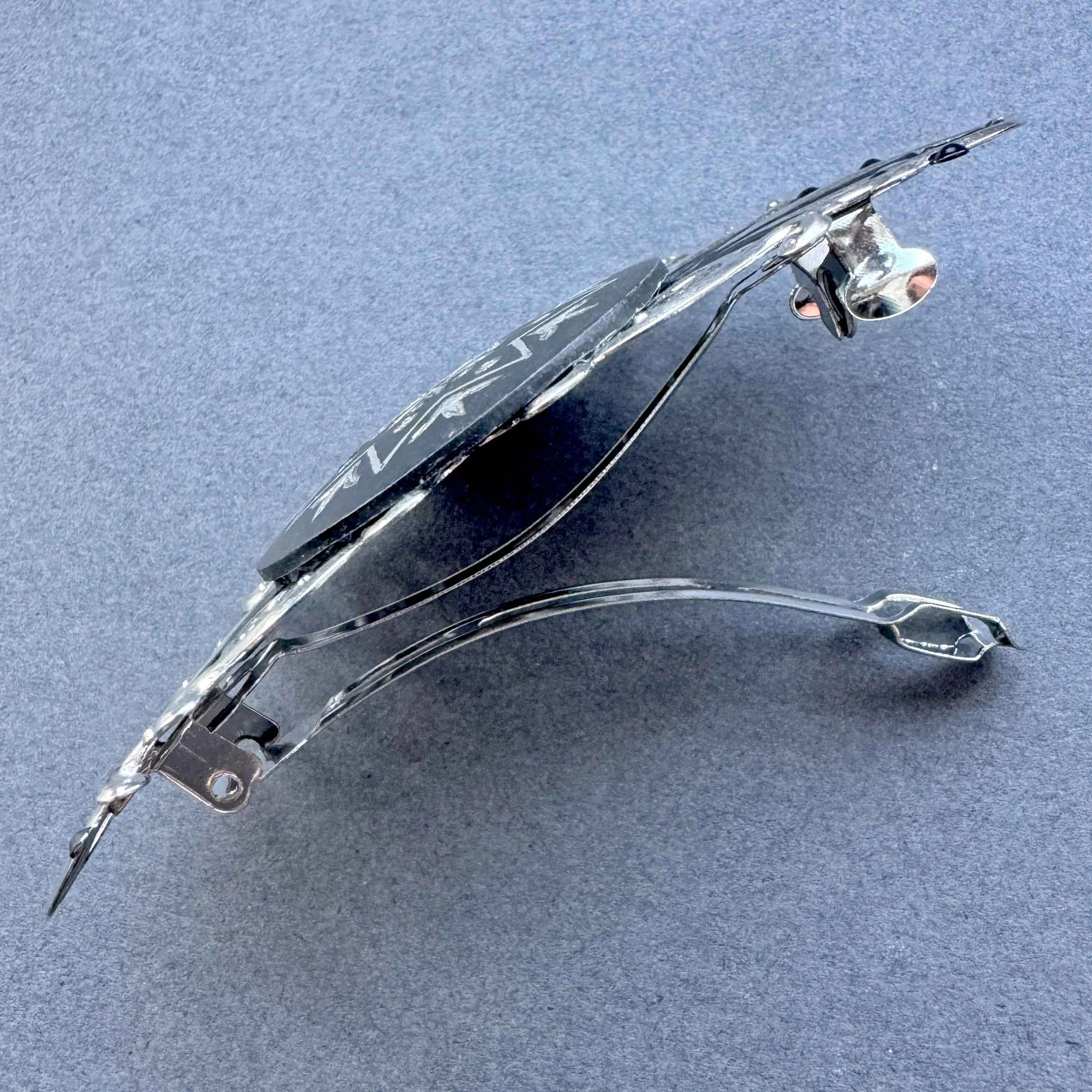 antique black silver hair barrette, vintage hair accessories