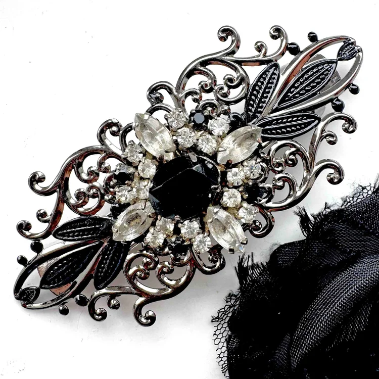 Barrette Cheveux Scarabée Cristal Violet - Bijou Vintage - Occasion