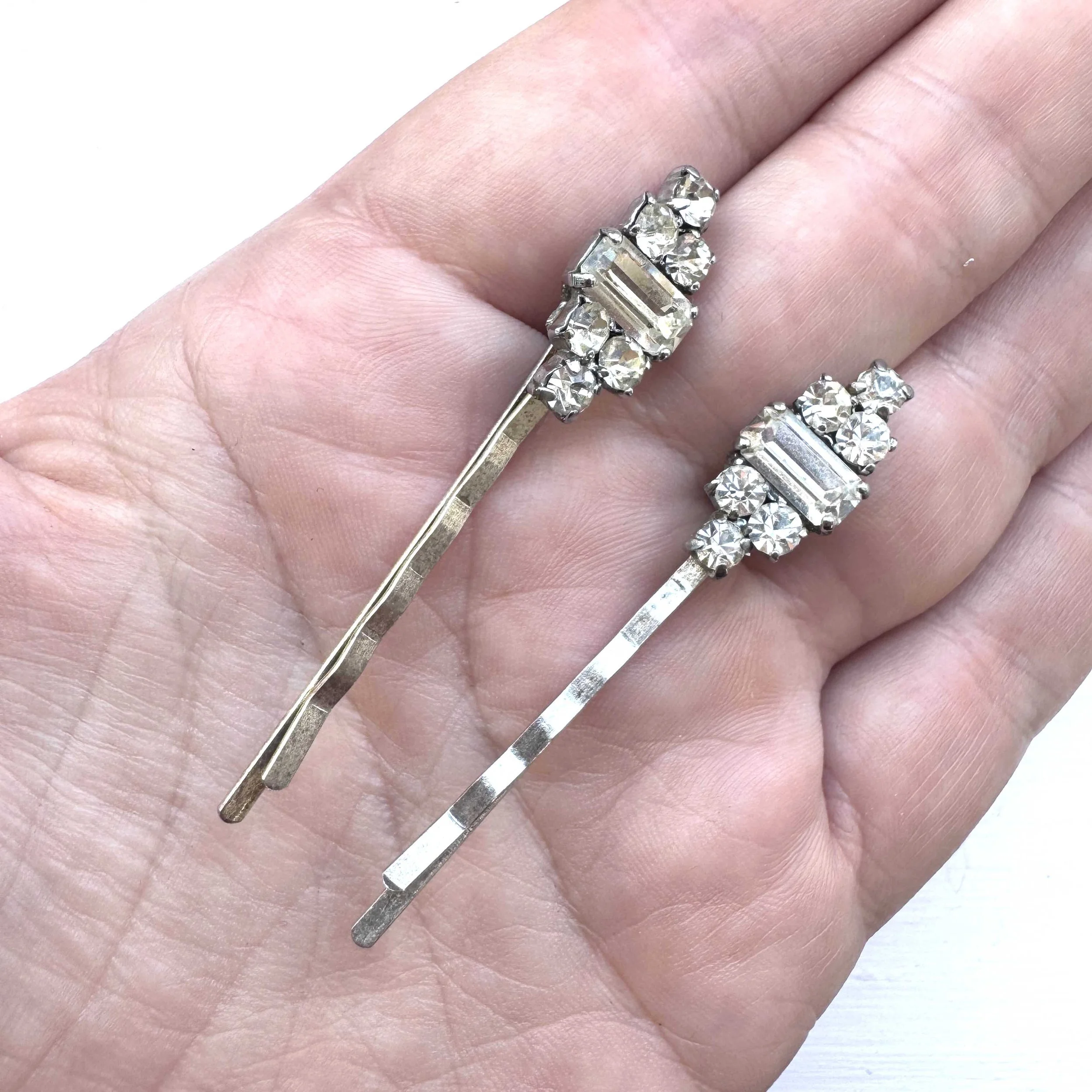 vintage rhinestone bridal bobby pins, vintage hair accessories