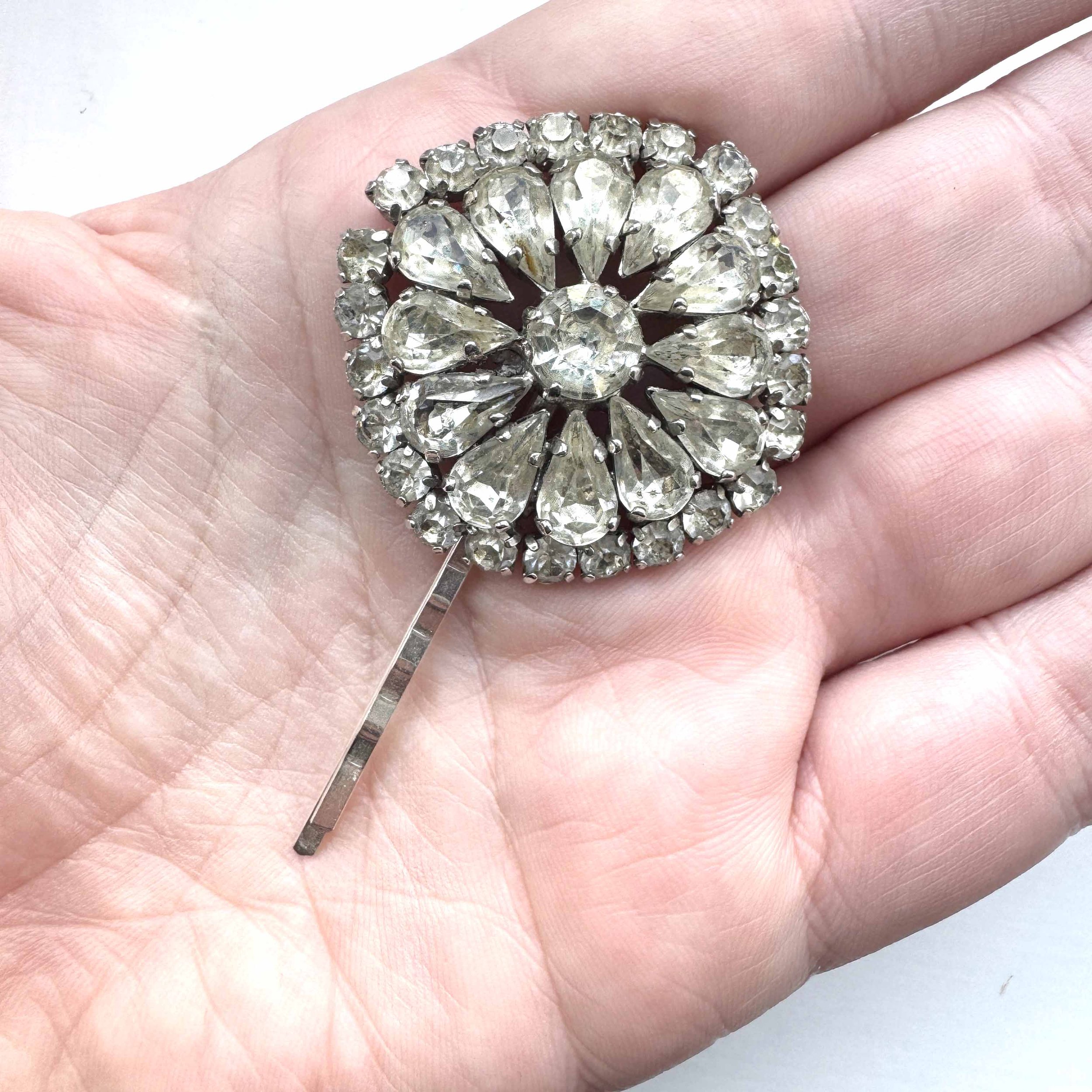 1950s vintage art deco rhinestone hair slide, vintage hair accessories