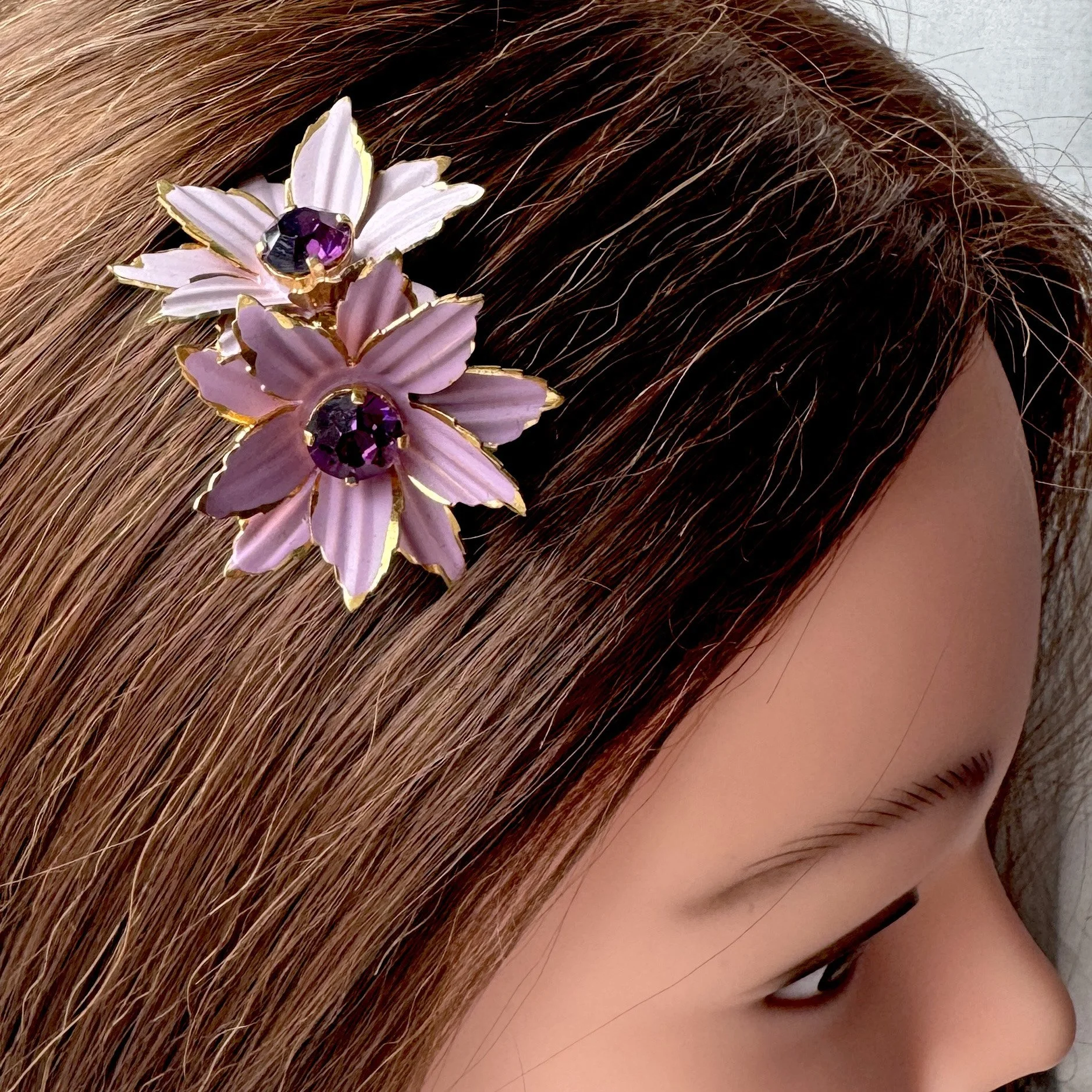 antique purple flower bridal hair comb