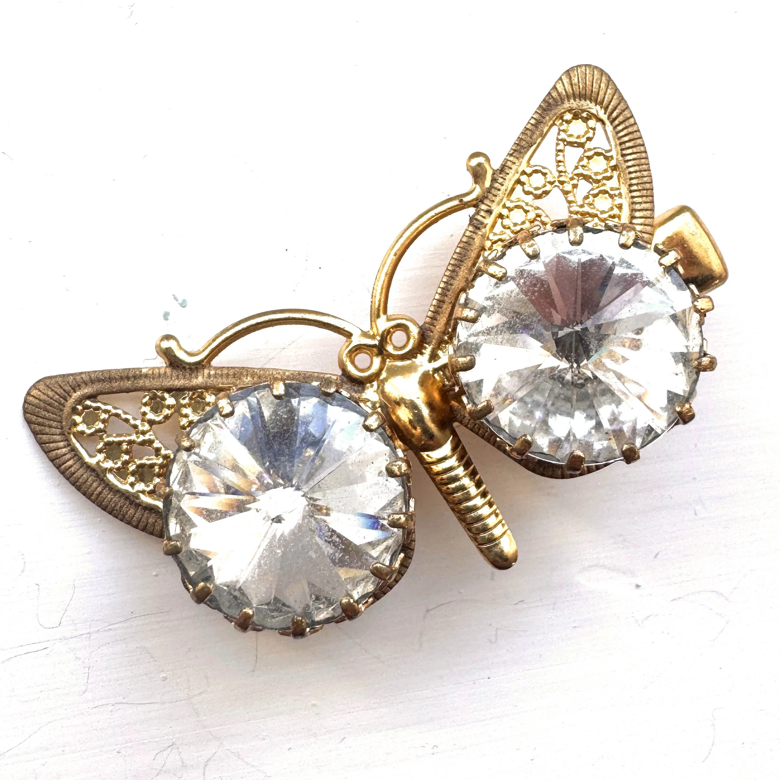 antique gold butterfly hair clip - vintage hair accessories