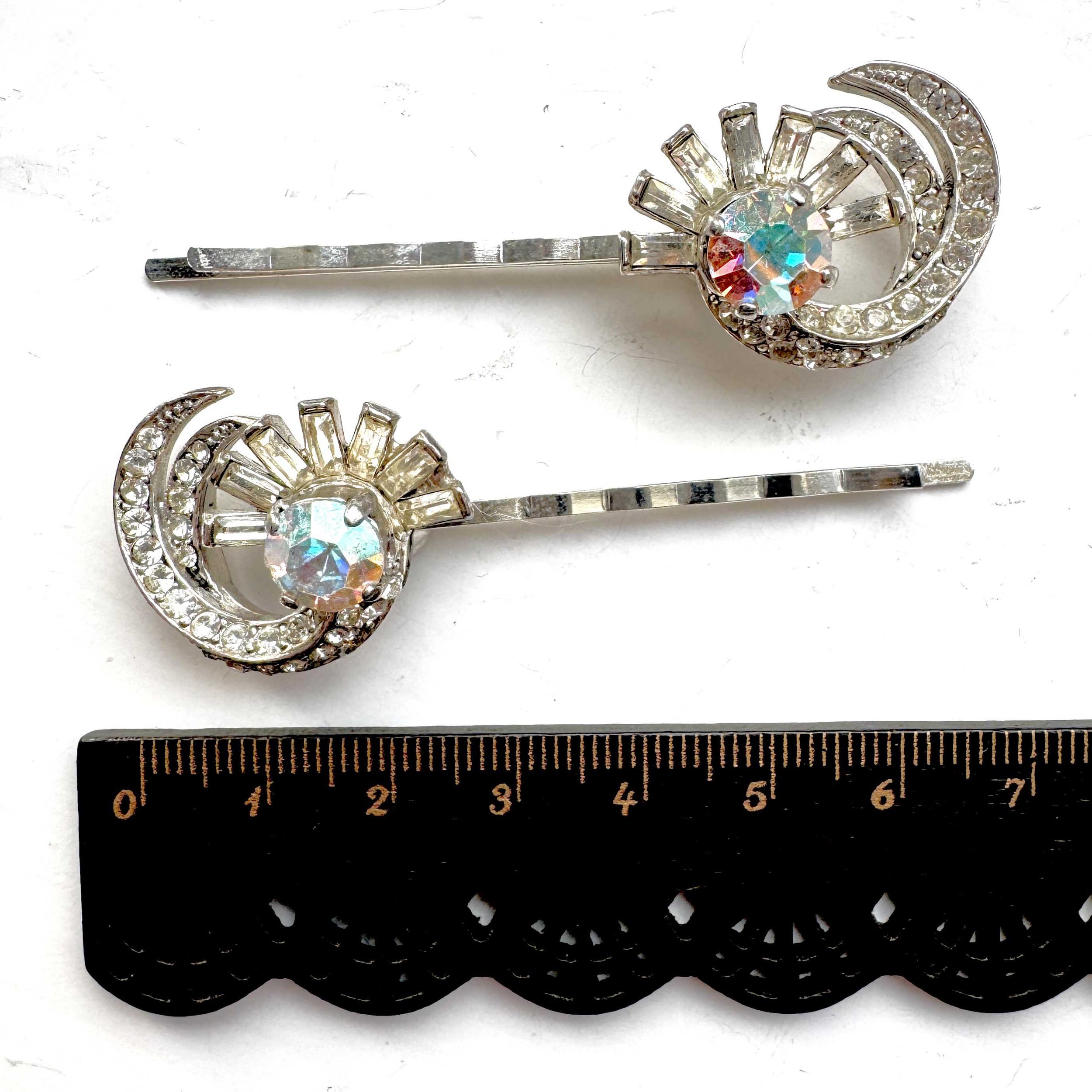 vintage art deco silver bobby pins, vintage bobby pins, vintage hair accessories