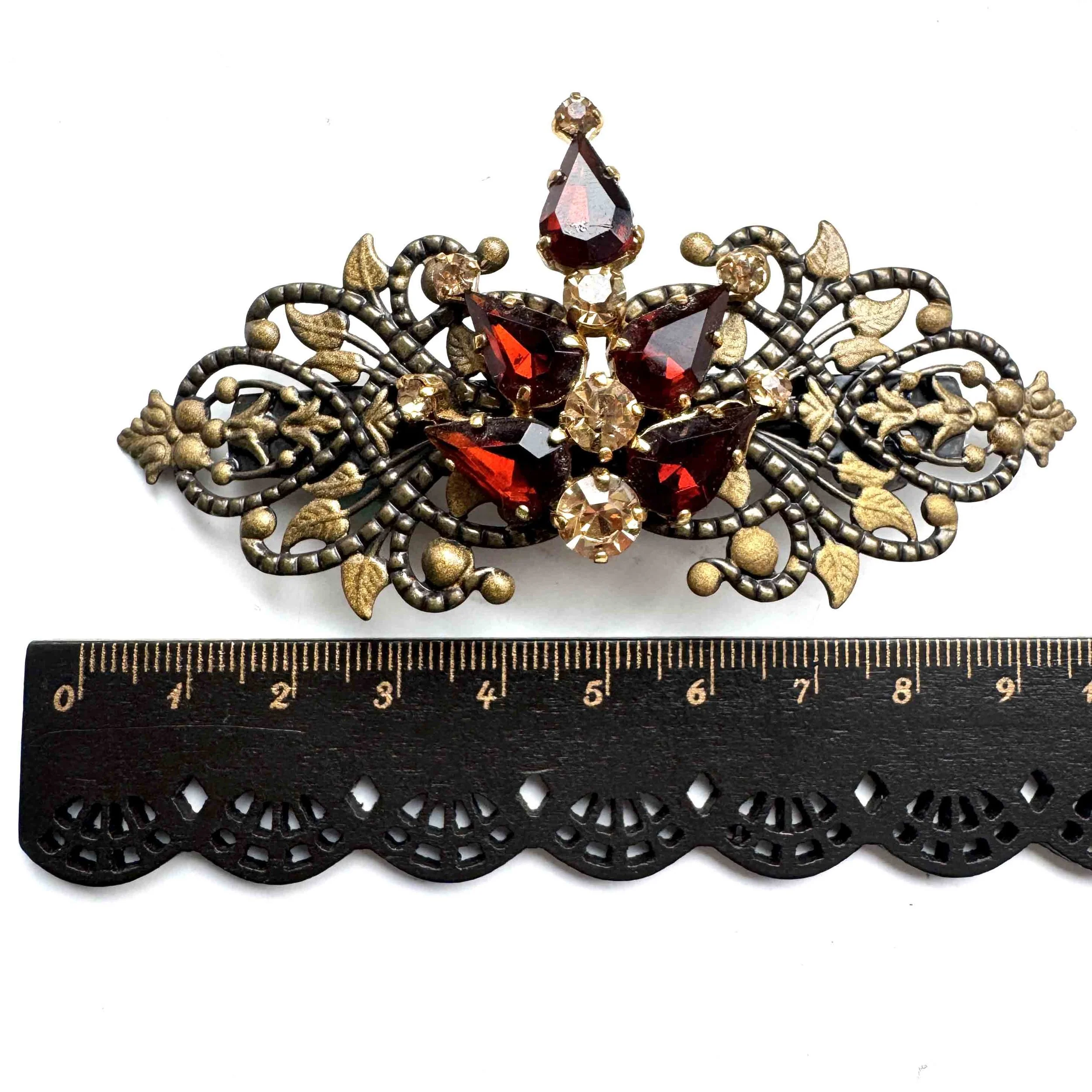 vintage hair accessories, amber vintage french barrette, vintage hair accessories