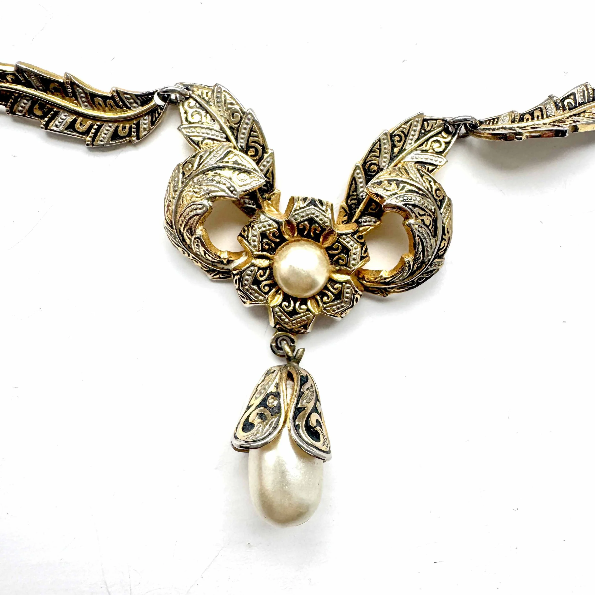 vintage 1950s pearl gold bridal wedding head piece, vintage hair accessories