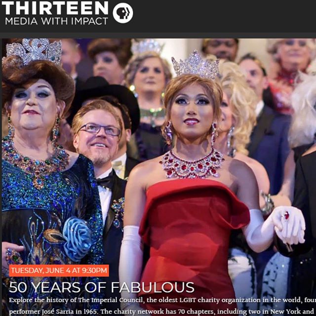 ** TONIGHT ON THIRTEEN ** If you're in the New York area, be sure to watch 50 YEARS OF FABULOUS: THE IMPERIAL COUNCIL STORY on Thirteen WNET New York tonight at 9:30pm! Psst, pass it on please! #Pride #PrideMonth #50YearsOfFab ✨👑✨ #JoseSarria #Pride