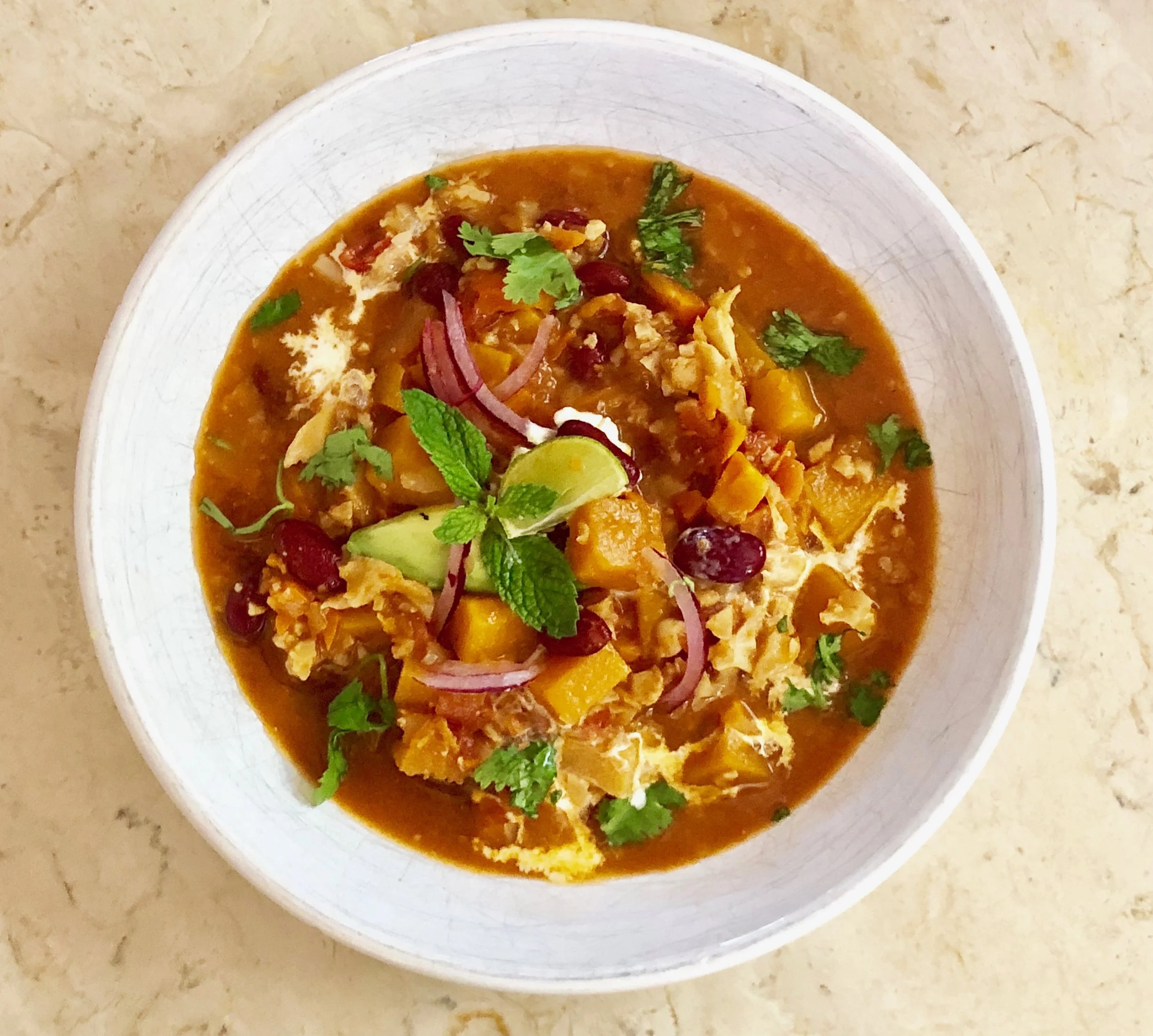 Pumpkin, Red Bean &amp; Coconut Cream Chili 