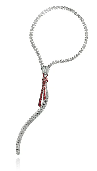 A diamond and ruby version of the zipper. Courtesy Van Cleef & Arpels. 