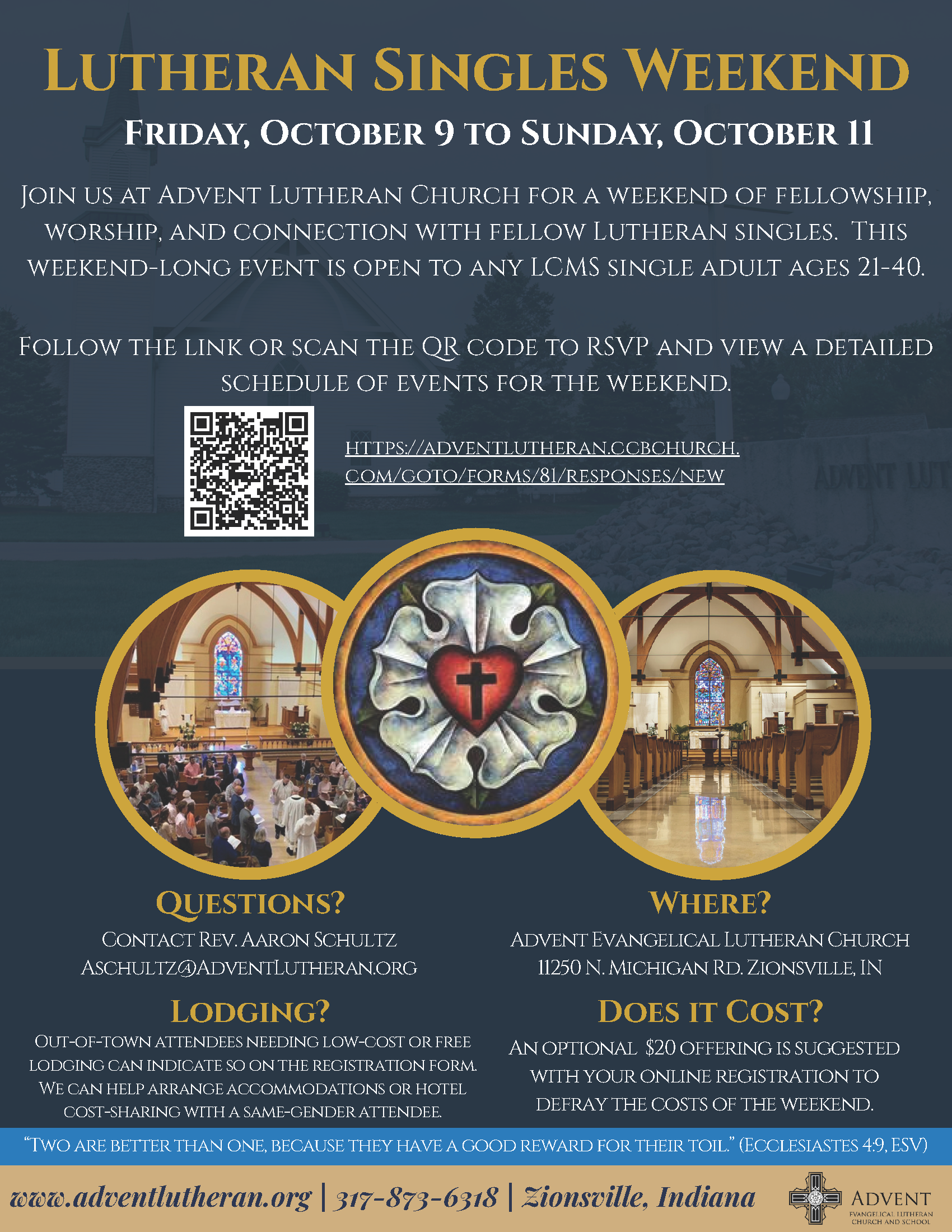Lutheran Singles Oct 9-11 in Indy Area
