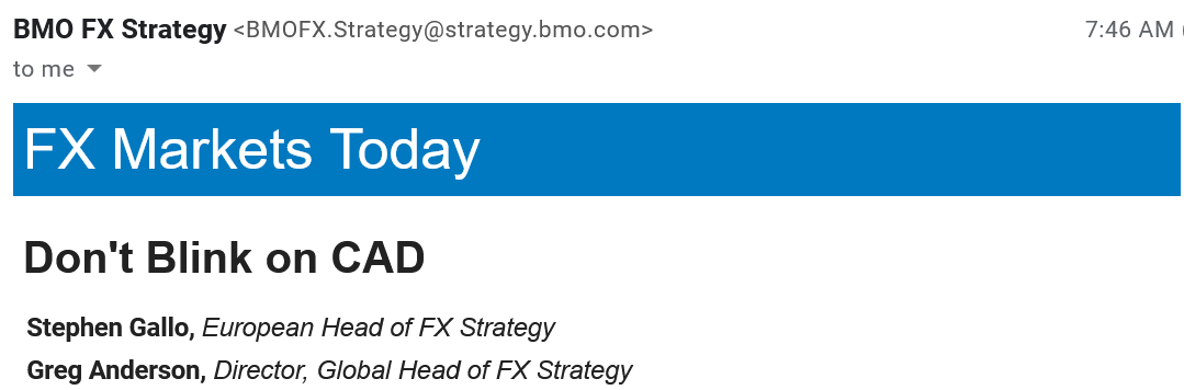 Trading Notes - Short USDCAD