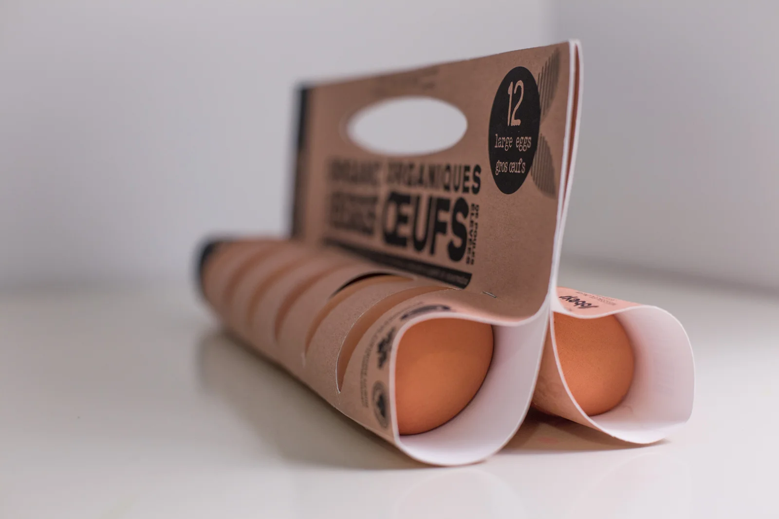 Final egg carton redesign holding eggs. 