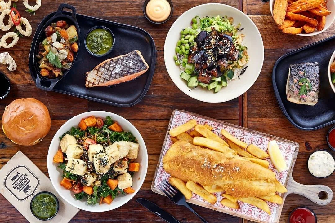 salmon and bear feast menu is perfect for groups