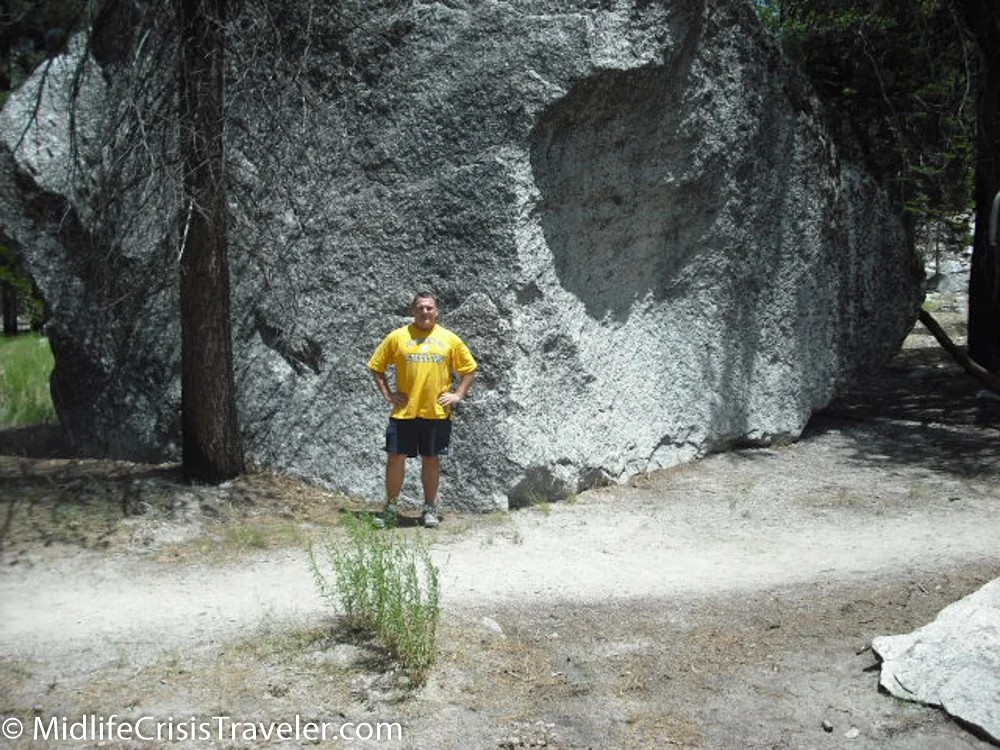I'm 6 feet tall and about 275lbs in this picture. This is a massive hunk of granite. 